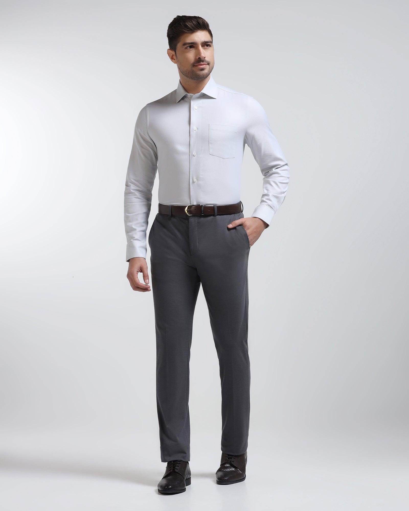 Formal Grey Textured Shirt - Mater - Blackberrys