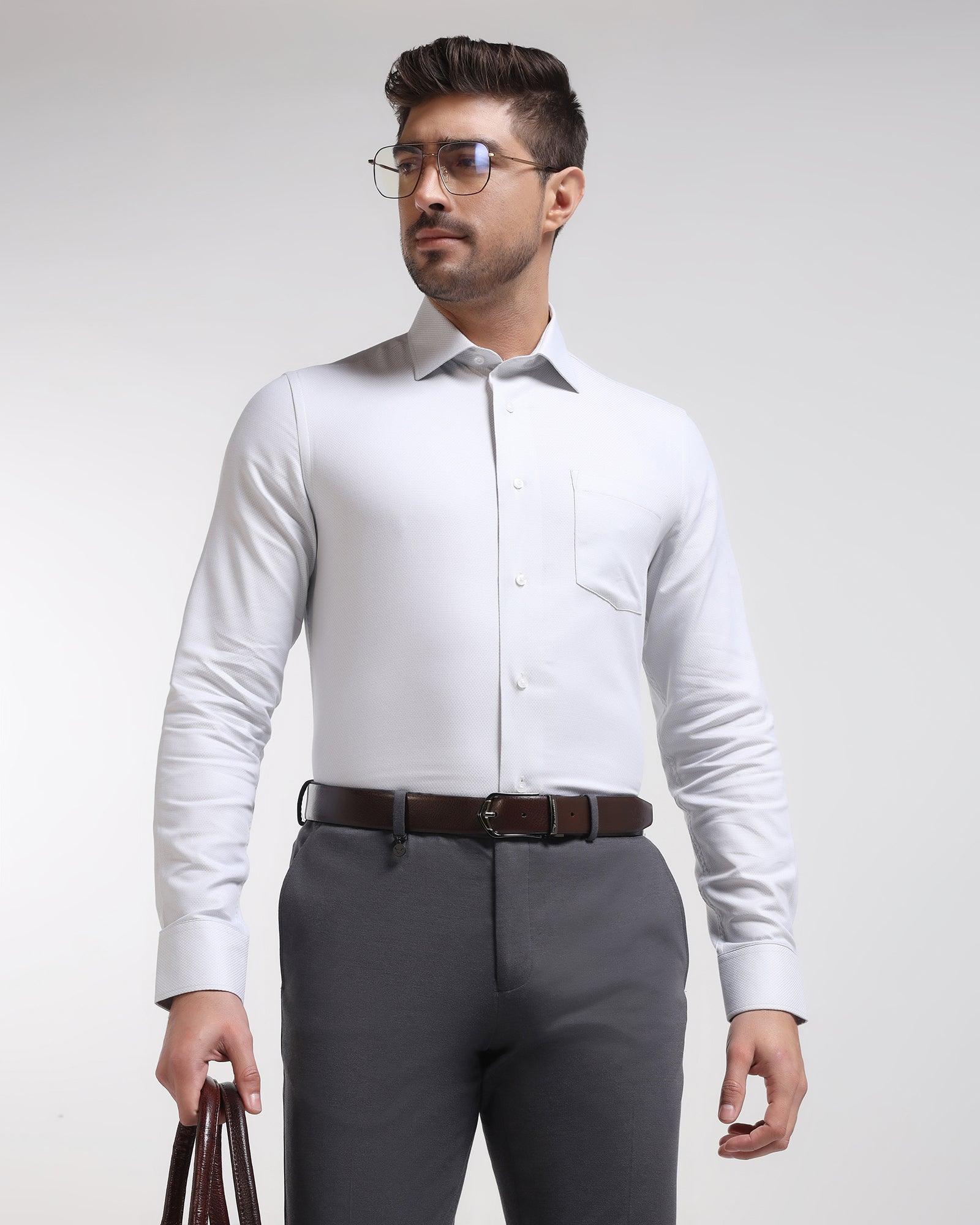 Formal Grey Textured Shirt - Mater - Blackberrys