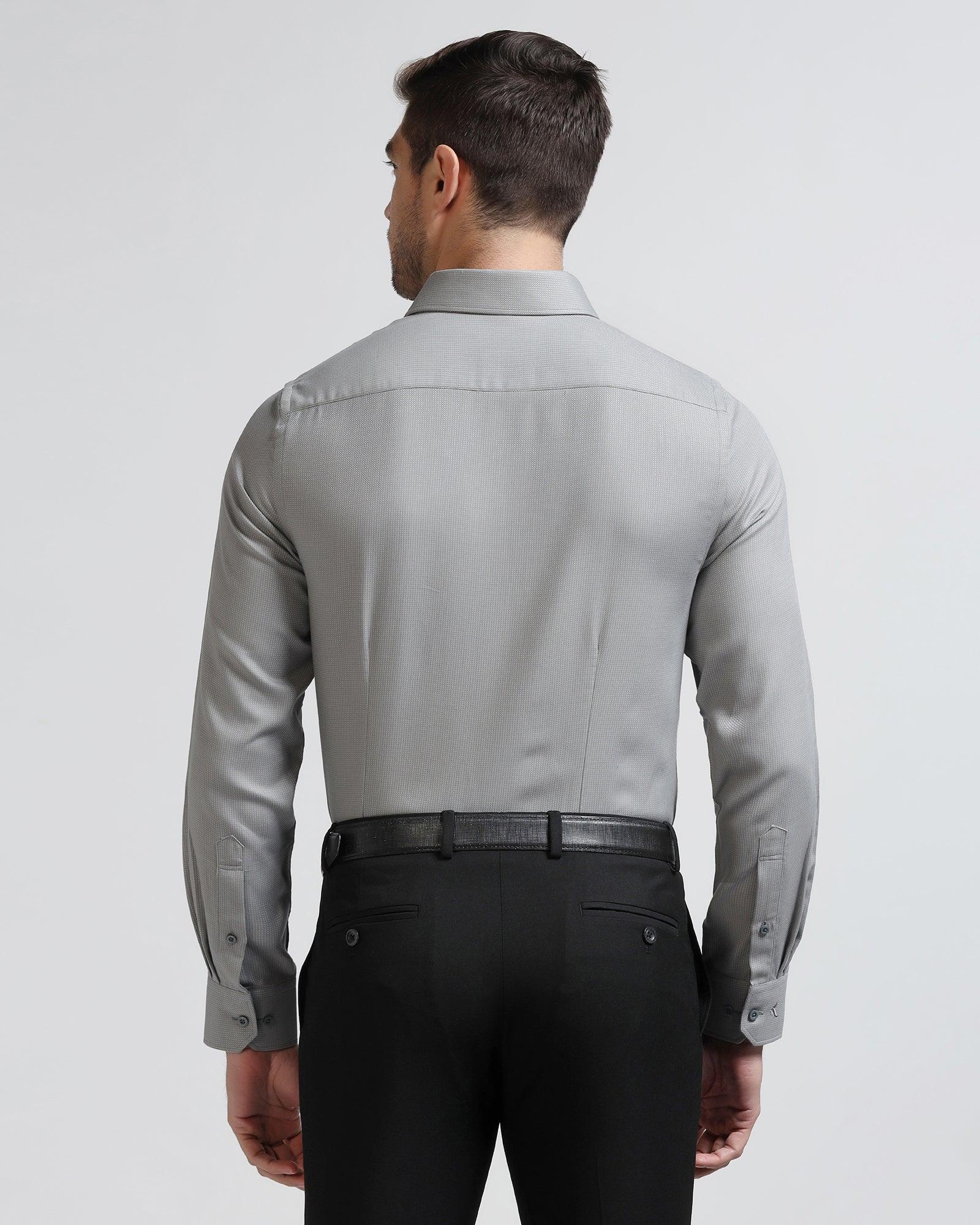 Formal Grey Textured Shirt - Stran - Blackberrys
