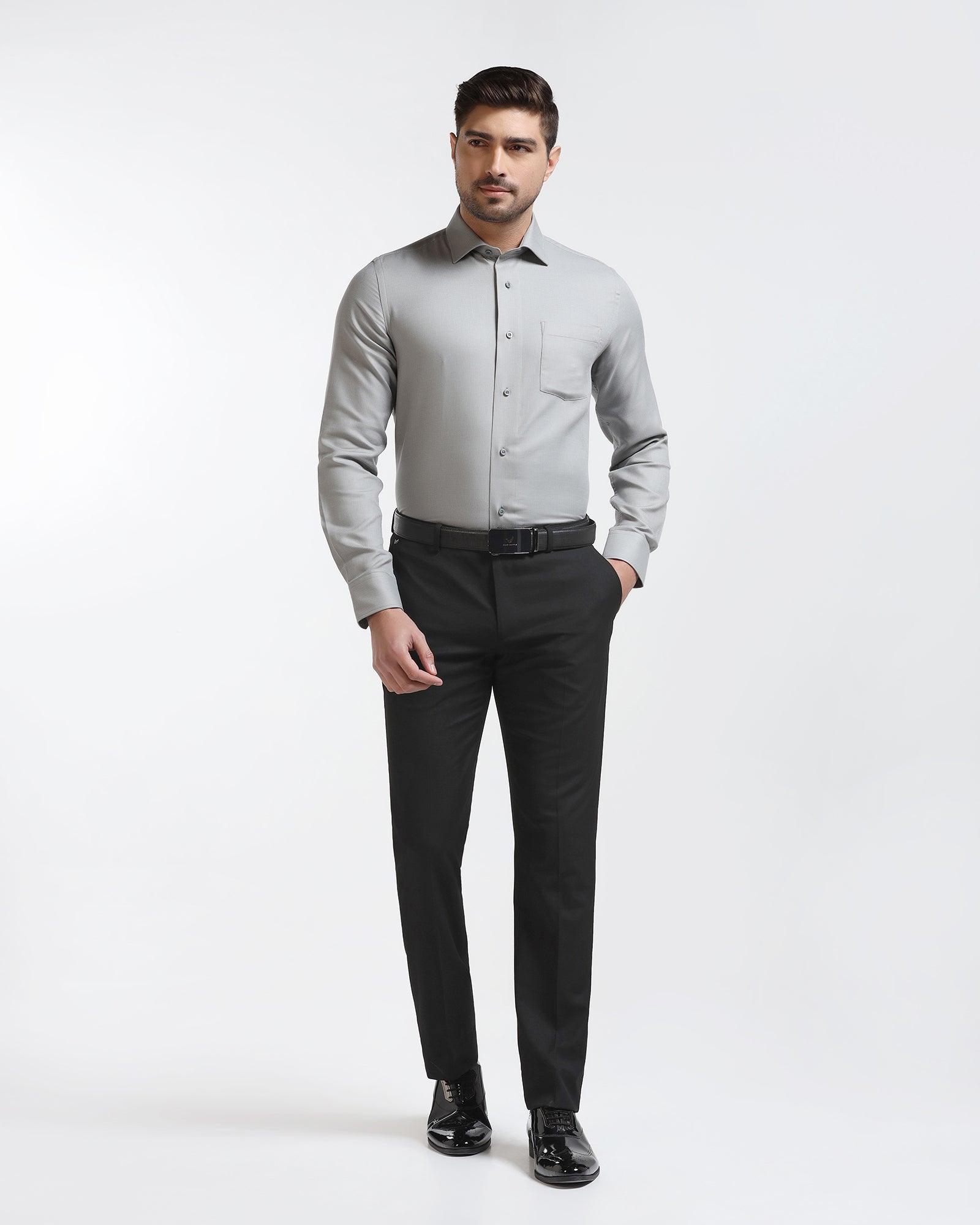 Formal Grey Textured Shirt - Stran - Blackberrys