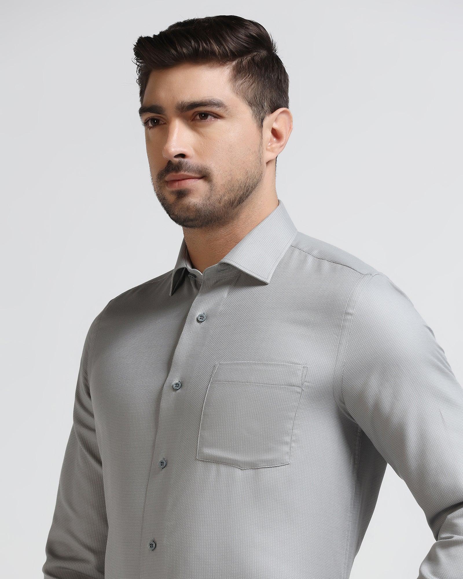 Formal Grey Textured Shirt - Stran - Blackberrys
