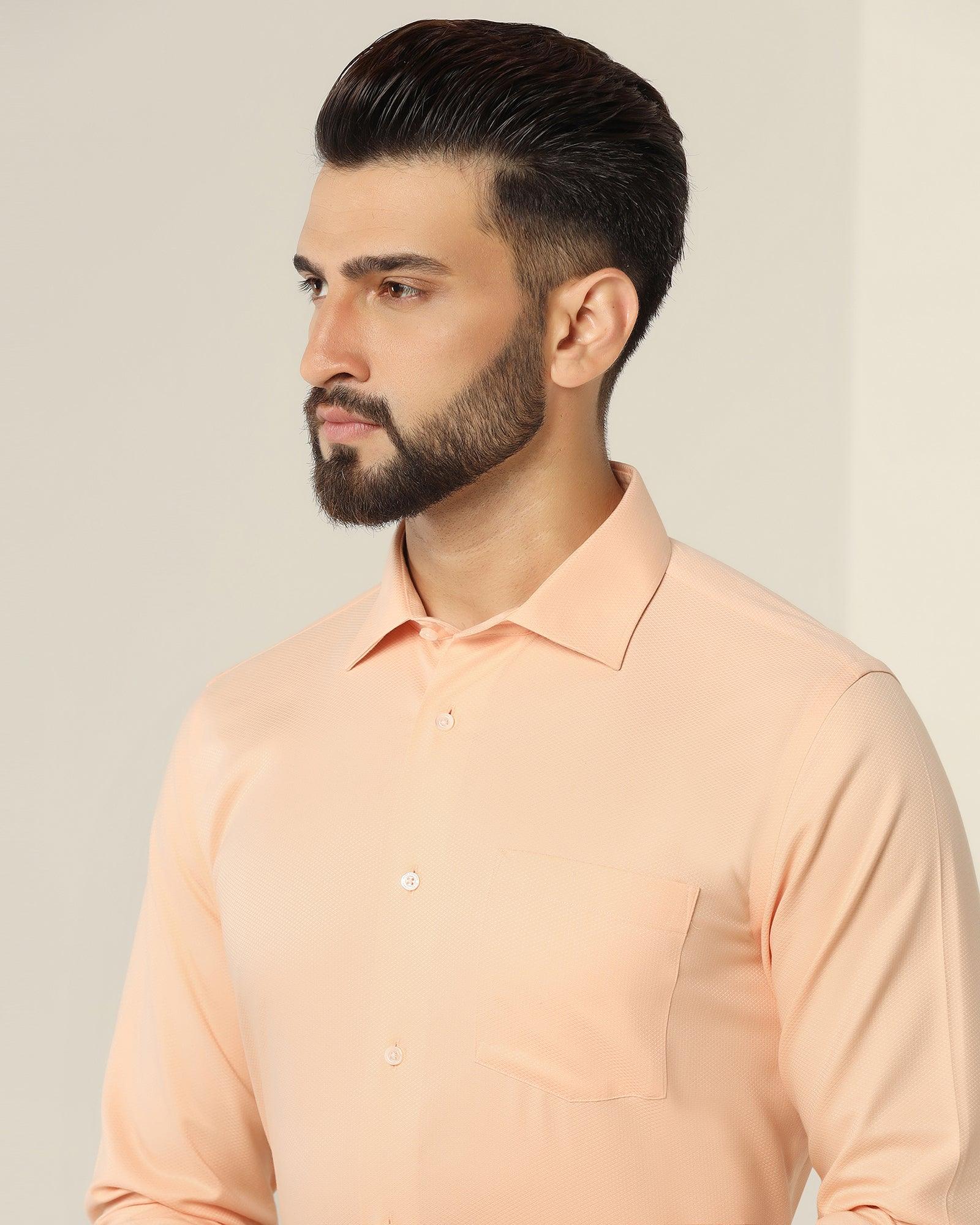 Textured Formal Shirt In Peach (Dofon) - Blackberrys