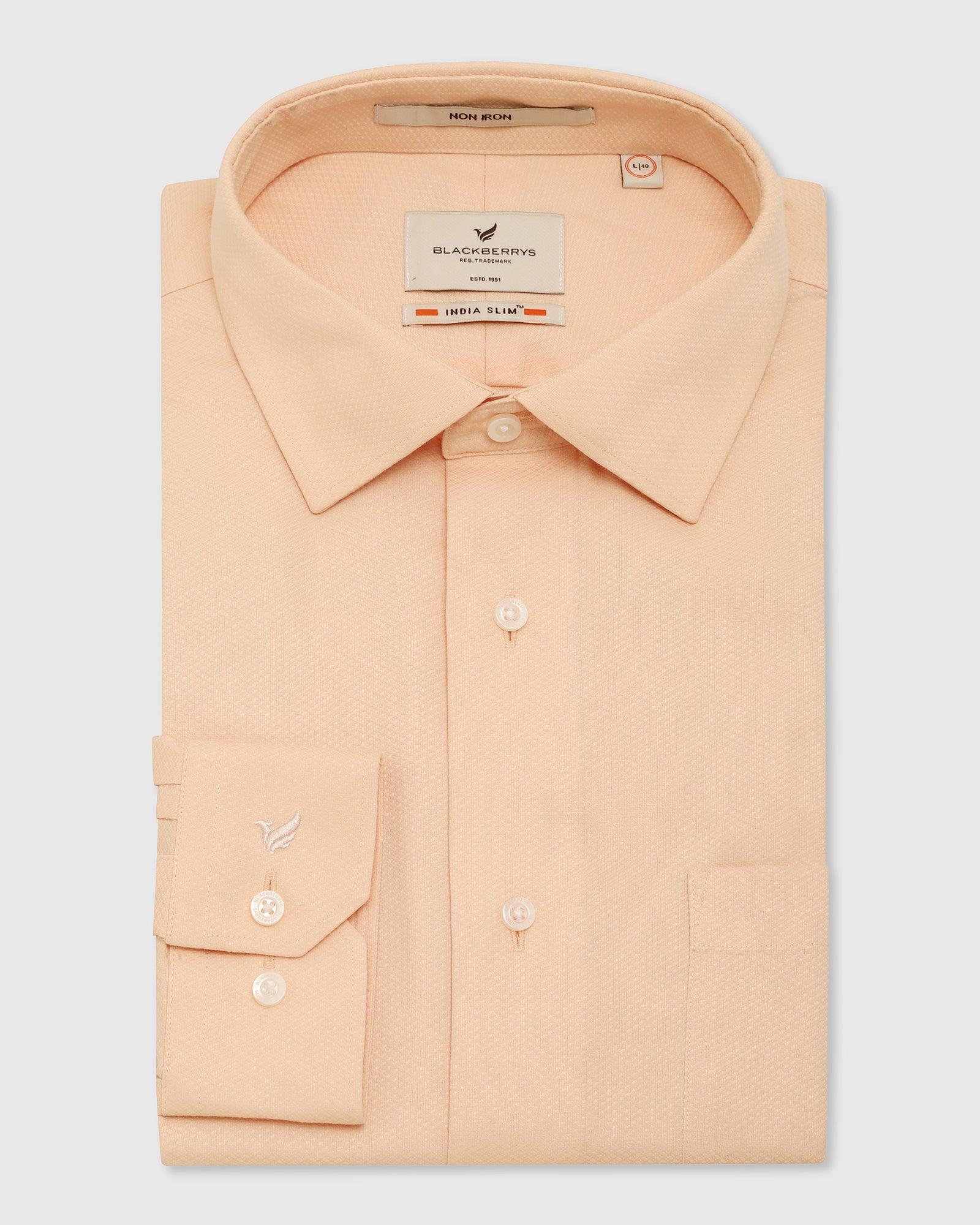 Textured Formal Shirt In Peach (Dofon) - Blackberrys