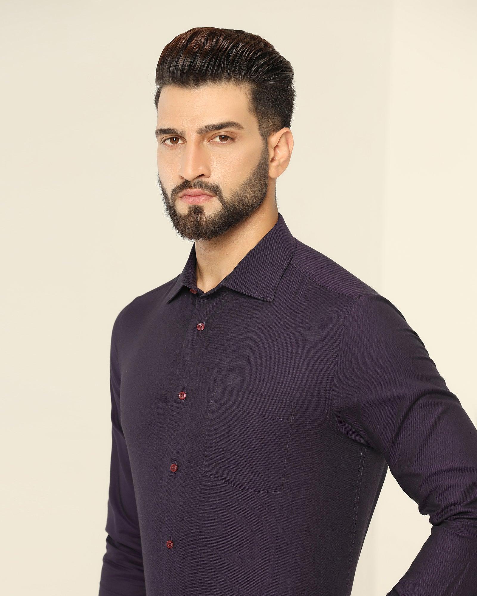 Textured Formal Shirt In Purple (Setal) - Blackberrys