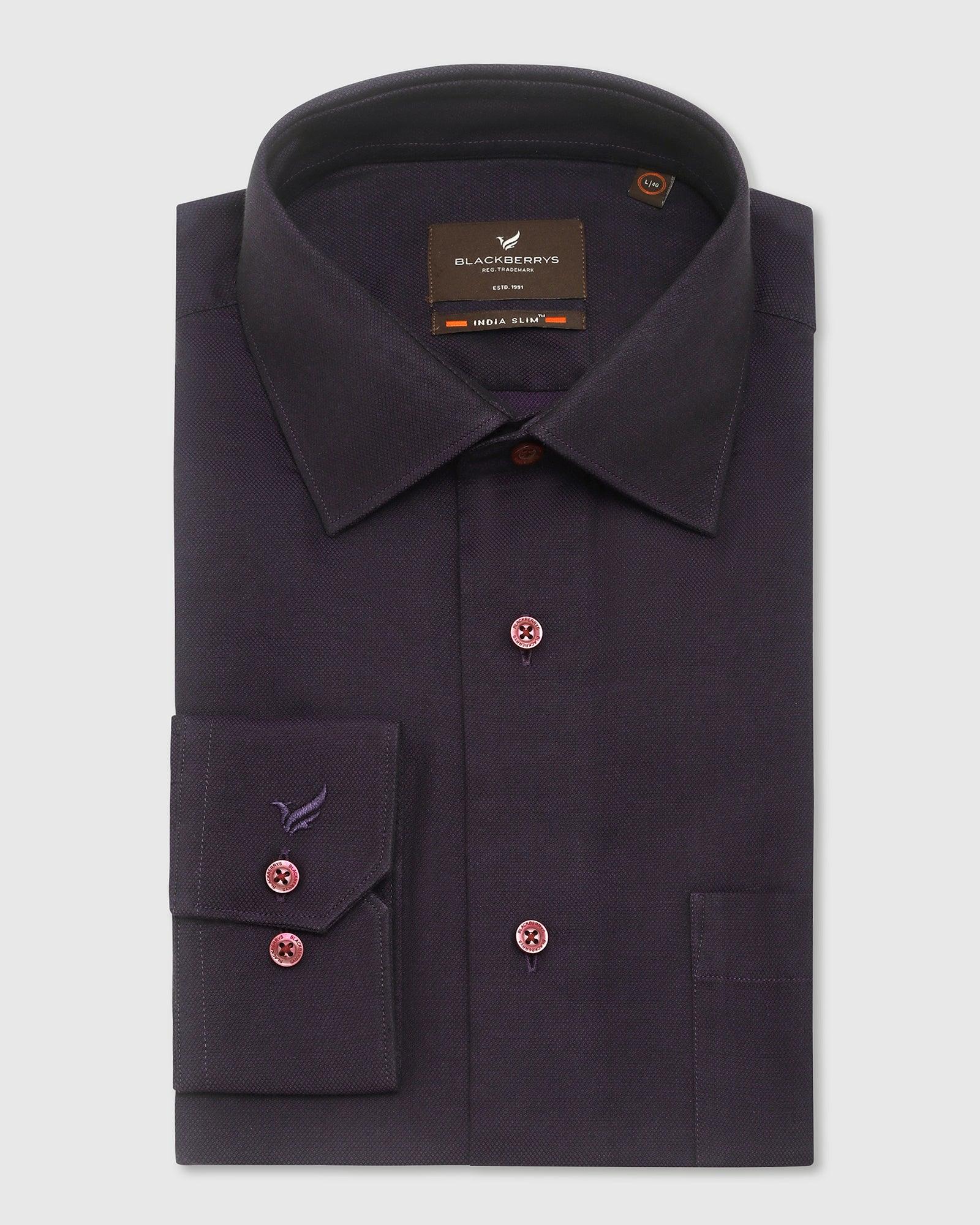 Textured Formal Shirt In Purple (Setal) - Blackberrys