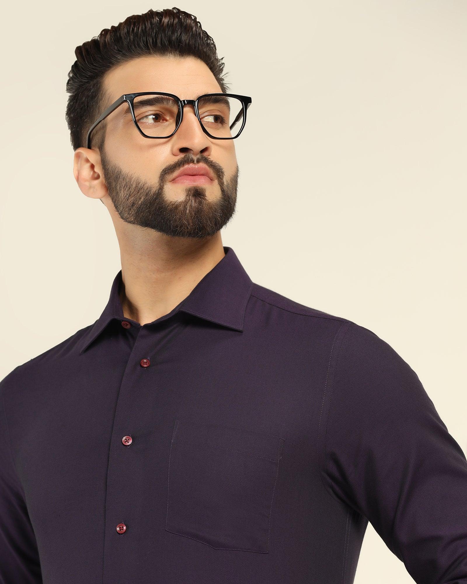 Textured Formal Shirt In Purple (Setal) - Blackberrys