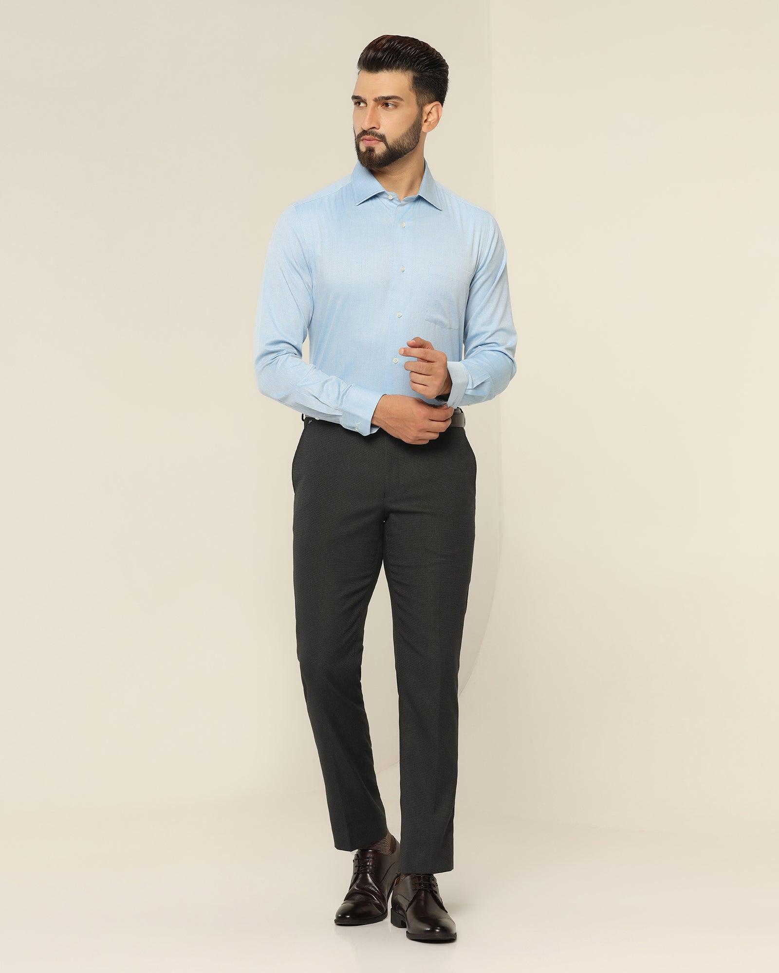 Textured Formal Shirt In Sky Blue (Pound) - Blackberrys