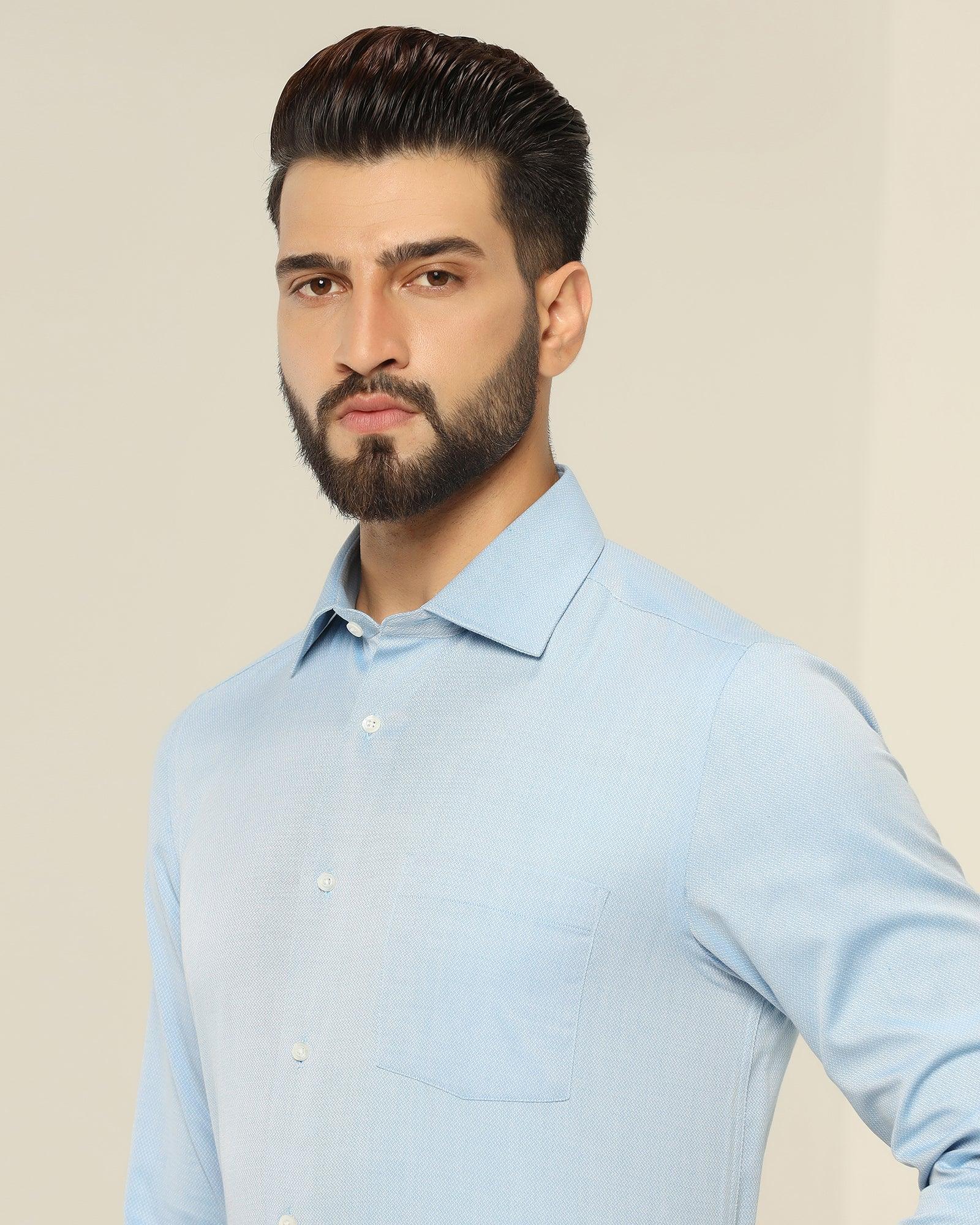 Textured Formal Shirt In Sky Blue (Pound) - Blackberrys