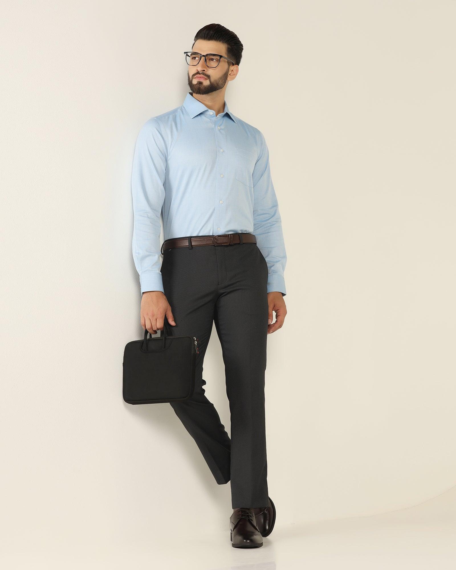 Textured Formal Shirt In Sky Blue (Pound) - Blackberrys