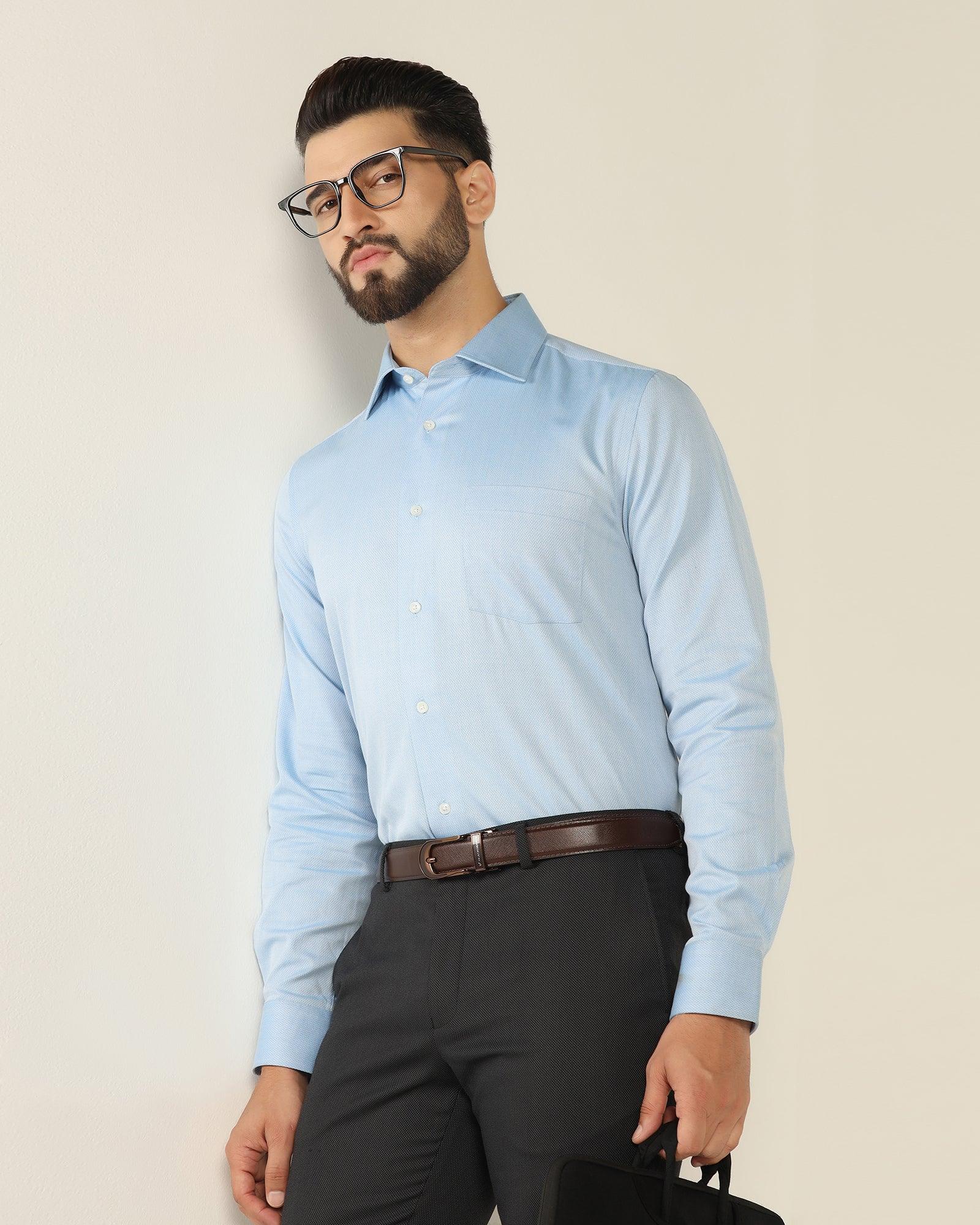 Textured Formal Shirt In Sky Blue (Pound) - Blackberrys