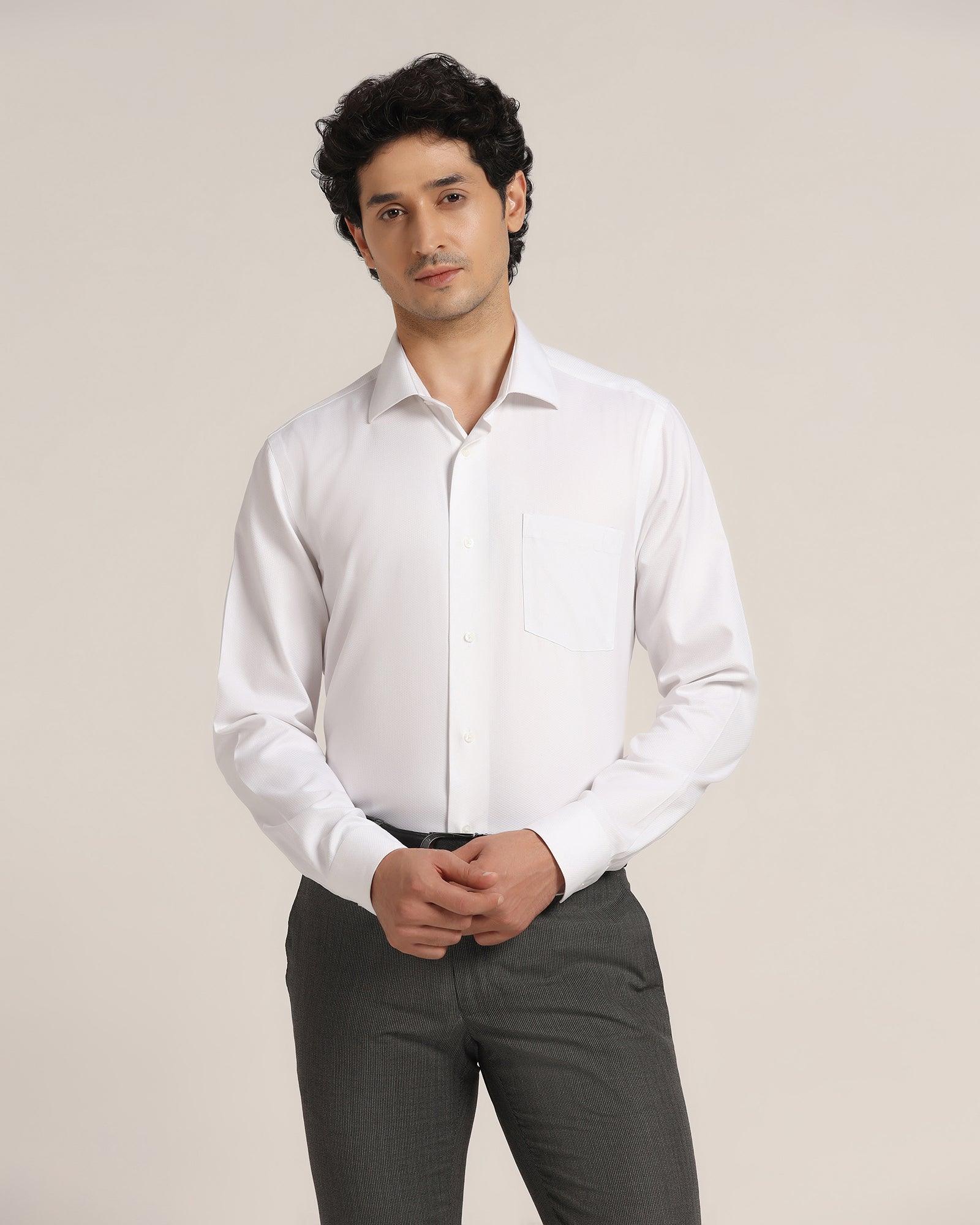 Non Iron Formal White Textured Shirt - Dofon - Blackberrys