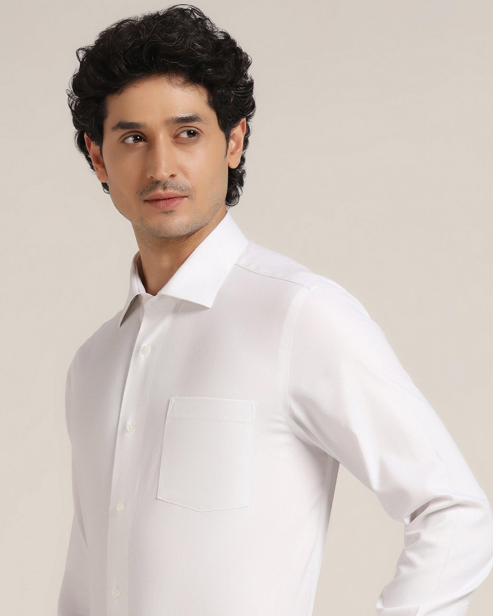 Non Iron Formal White Textured Shirt - Dofon - Blackberrys