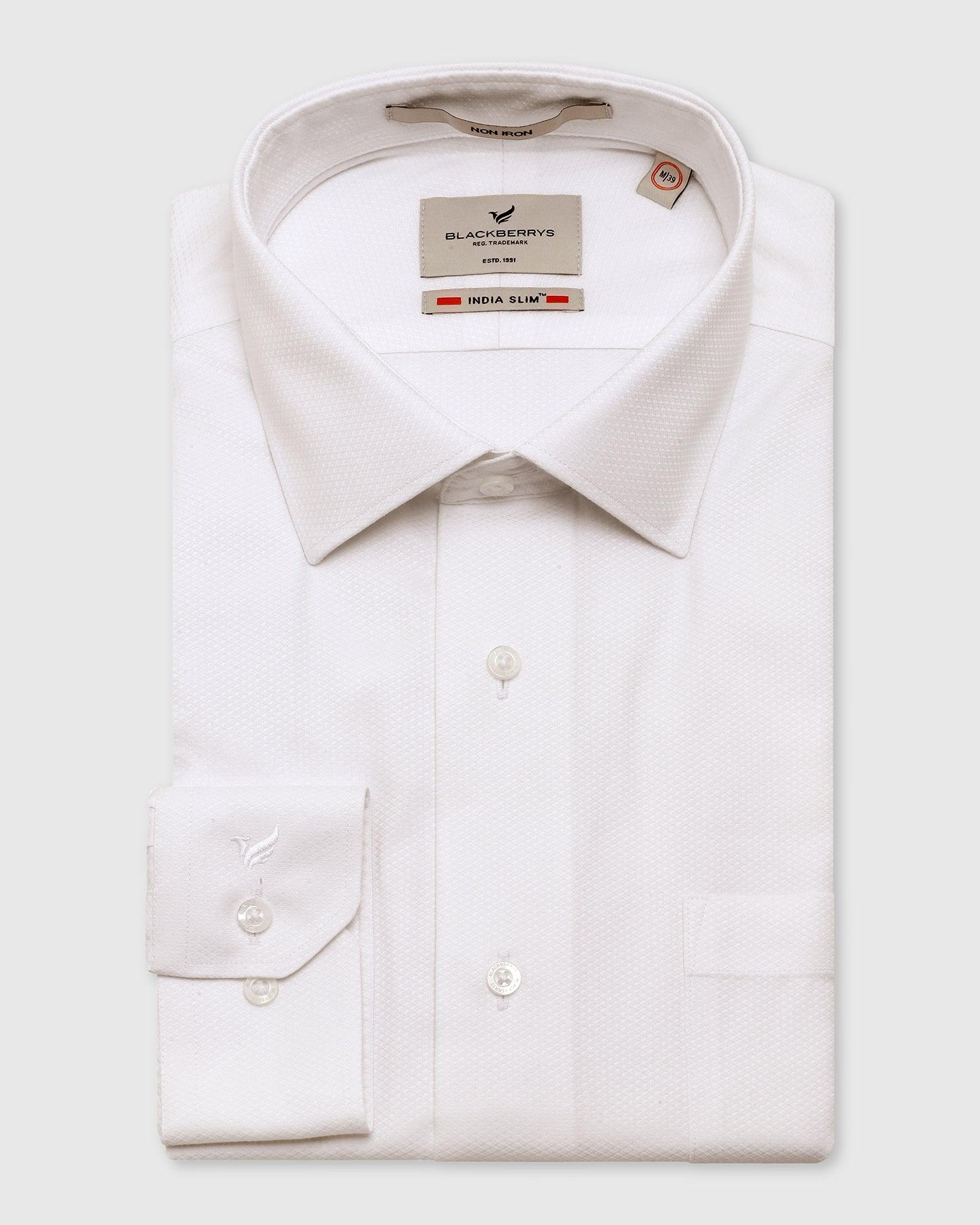 Non Iron Formal White Textured Shirt - Dofon - Blackberrys