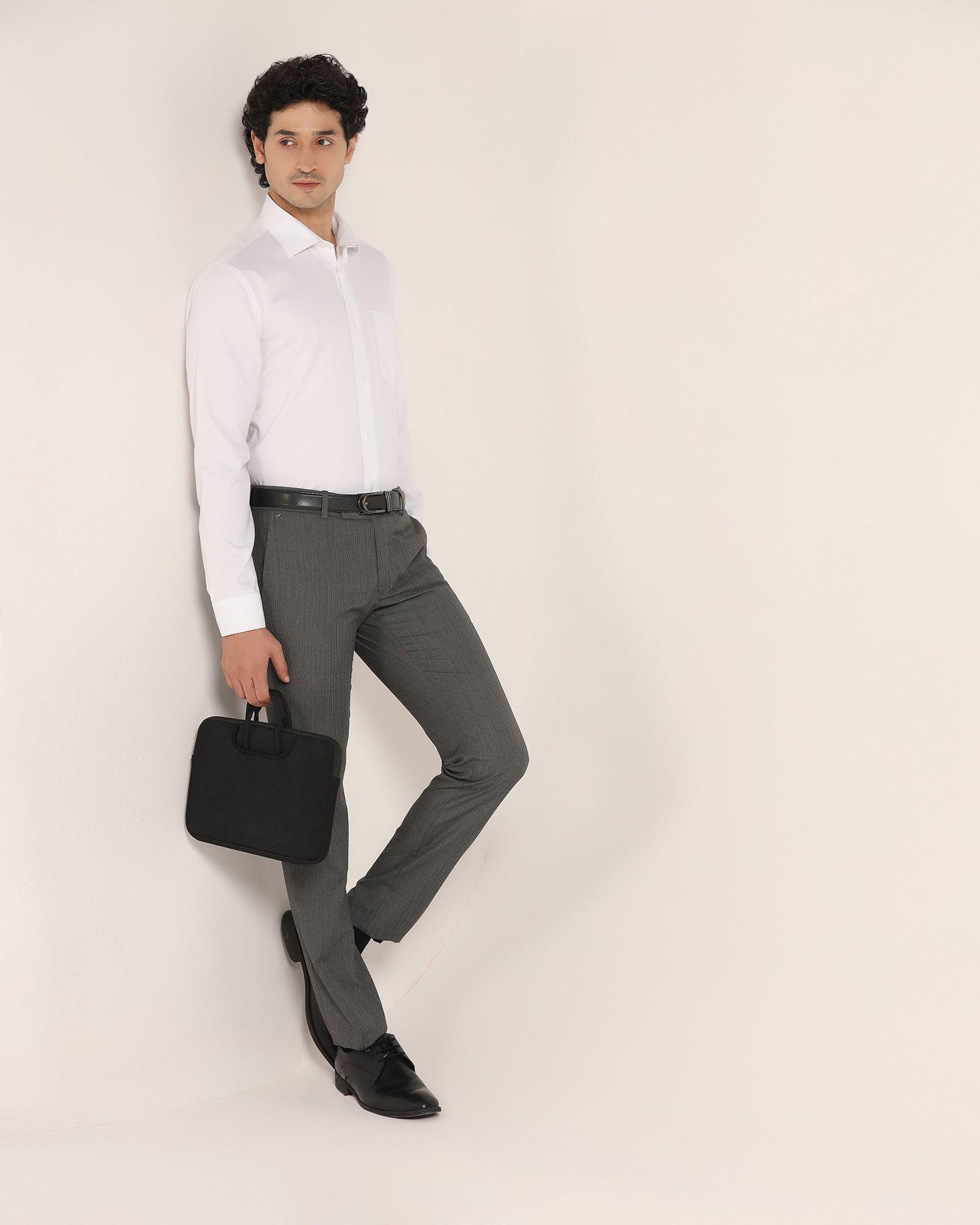 Non Iron Formal White Textured Shirt - Dofon - Blackberrys