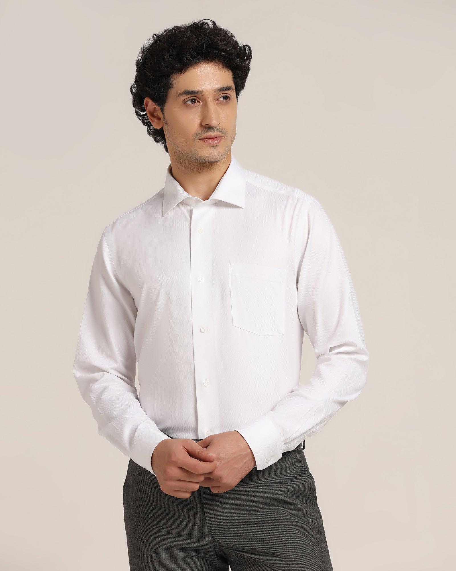 Non Iron Formal White Textured Shirt - Dofon - Blackberrys