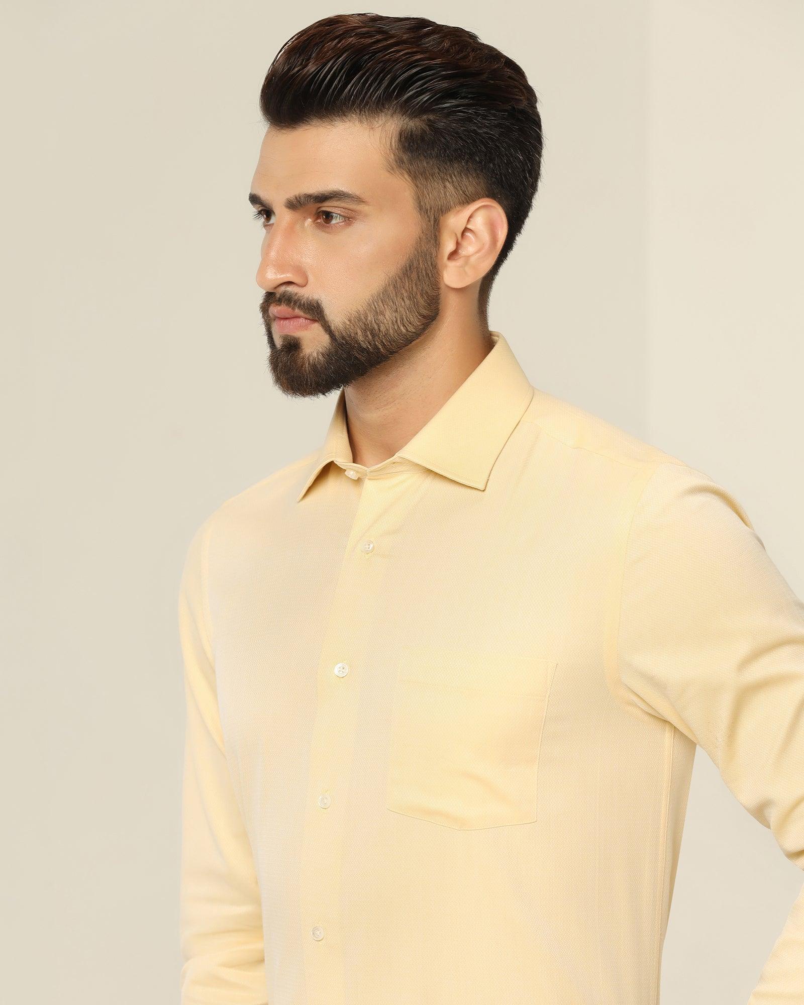 Textured Formal Shirt In Yellow (Pound) - Blackberrys