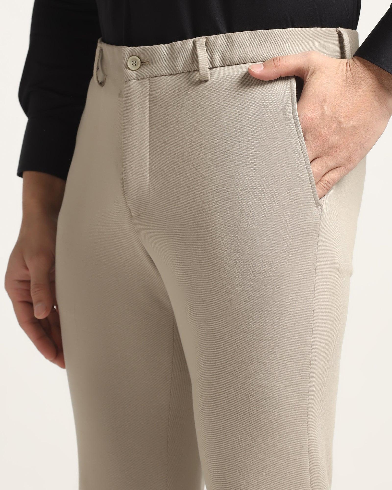 Slim Comfort B-95 Formal Beige Textured Trouser - Easter - Blackberrys