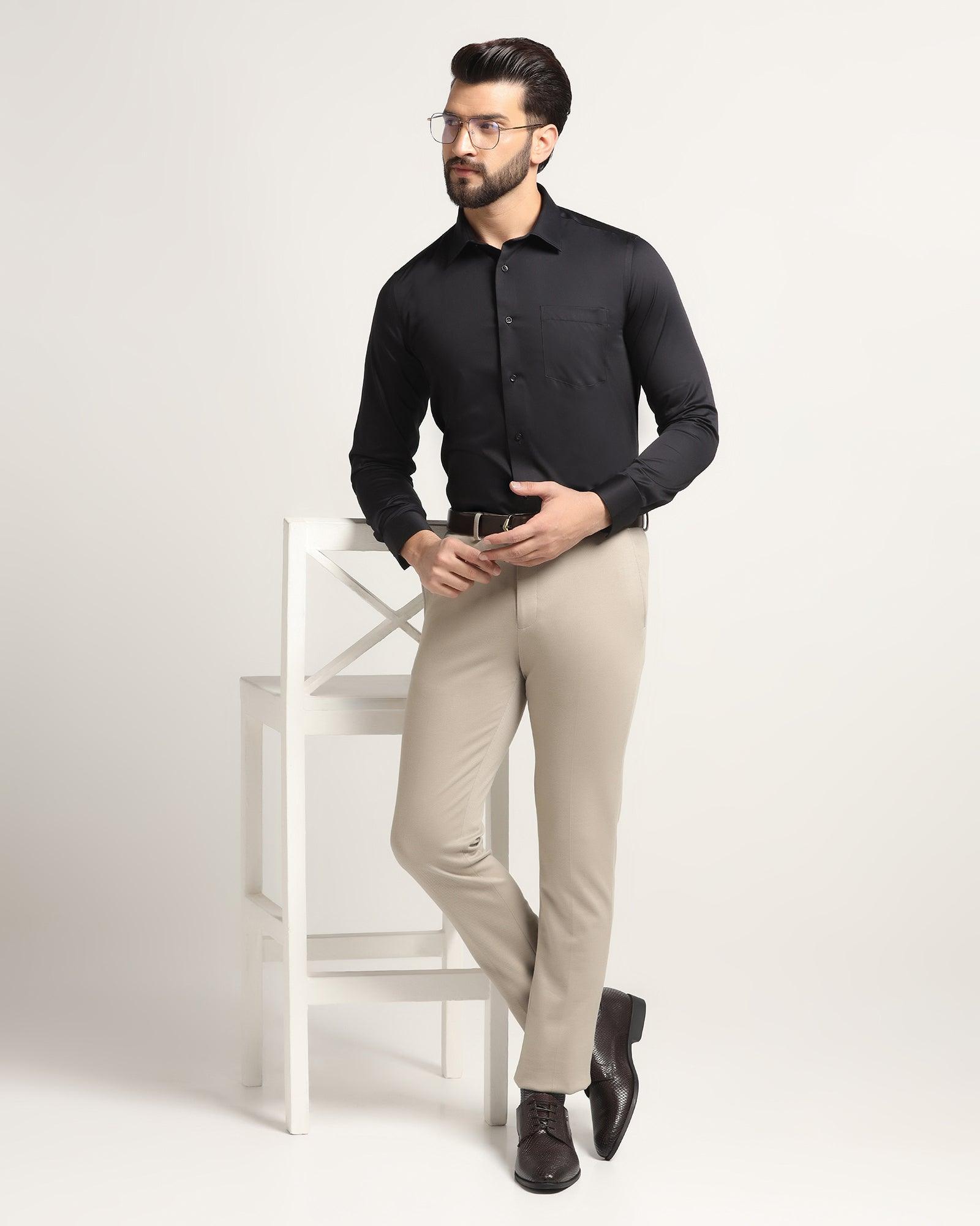 Slim Comfort B-95 Formal Beige Textured Trouser - Easter - Blackberrys