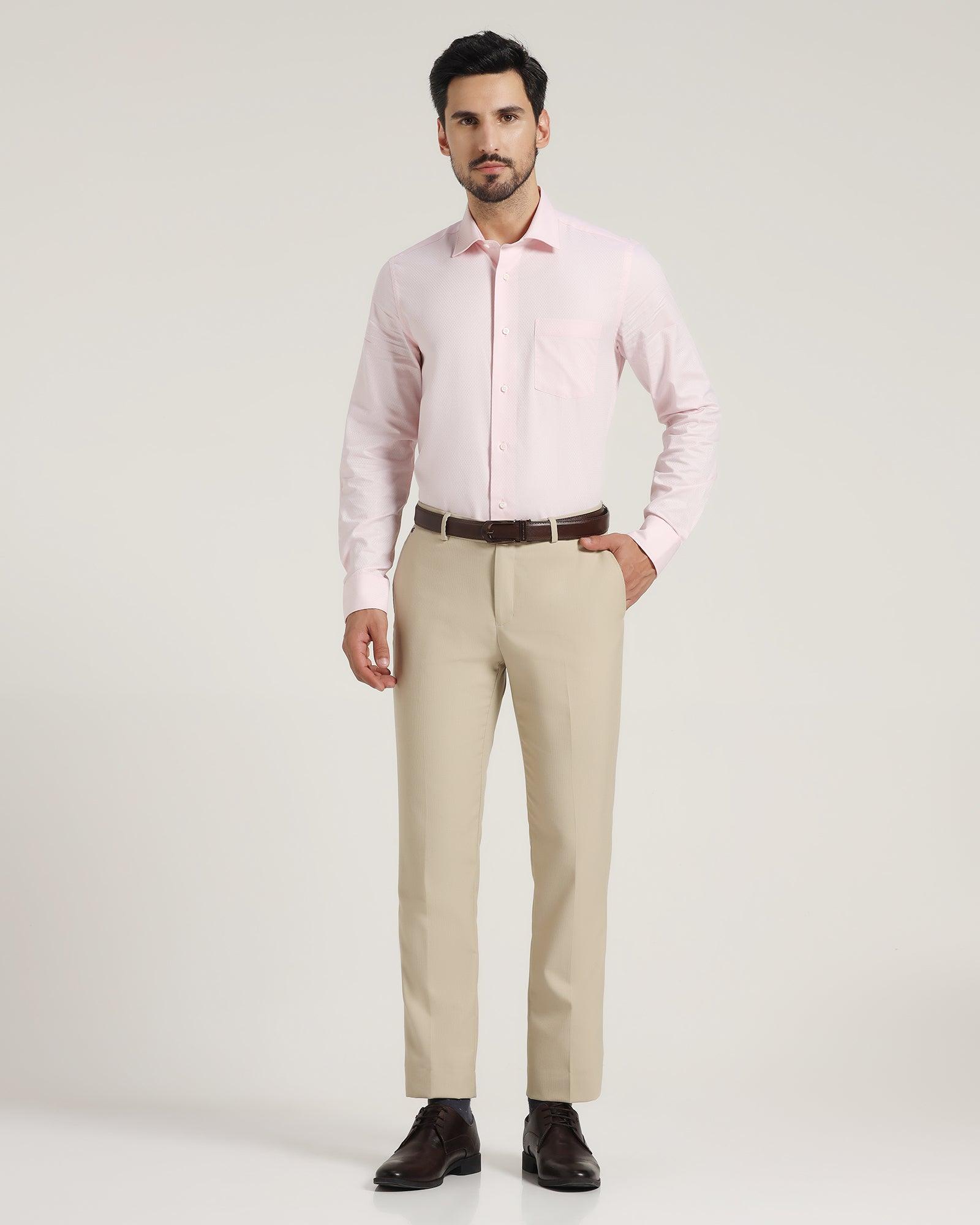 Textured Formal Trousers In Beige B-95 (Lotus) - Blackberrys