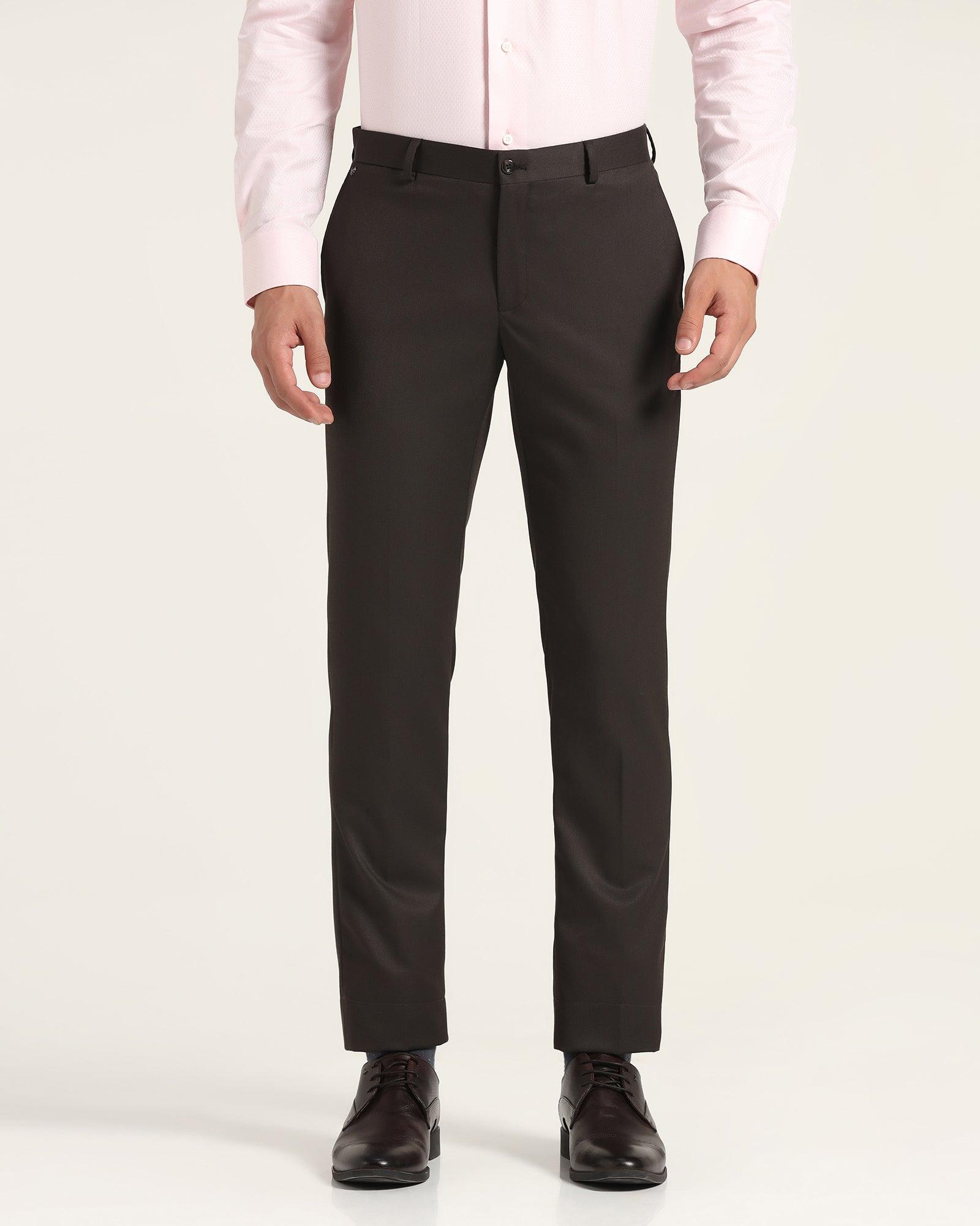 Slim Fit B-91 Formal Brown Textured Trouser - Peza - Blackberrys