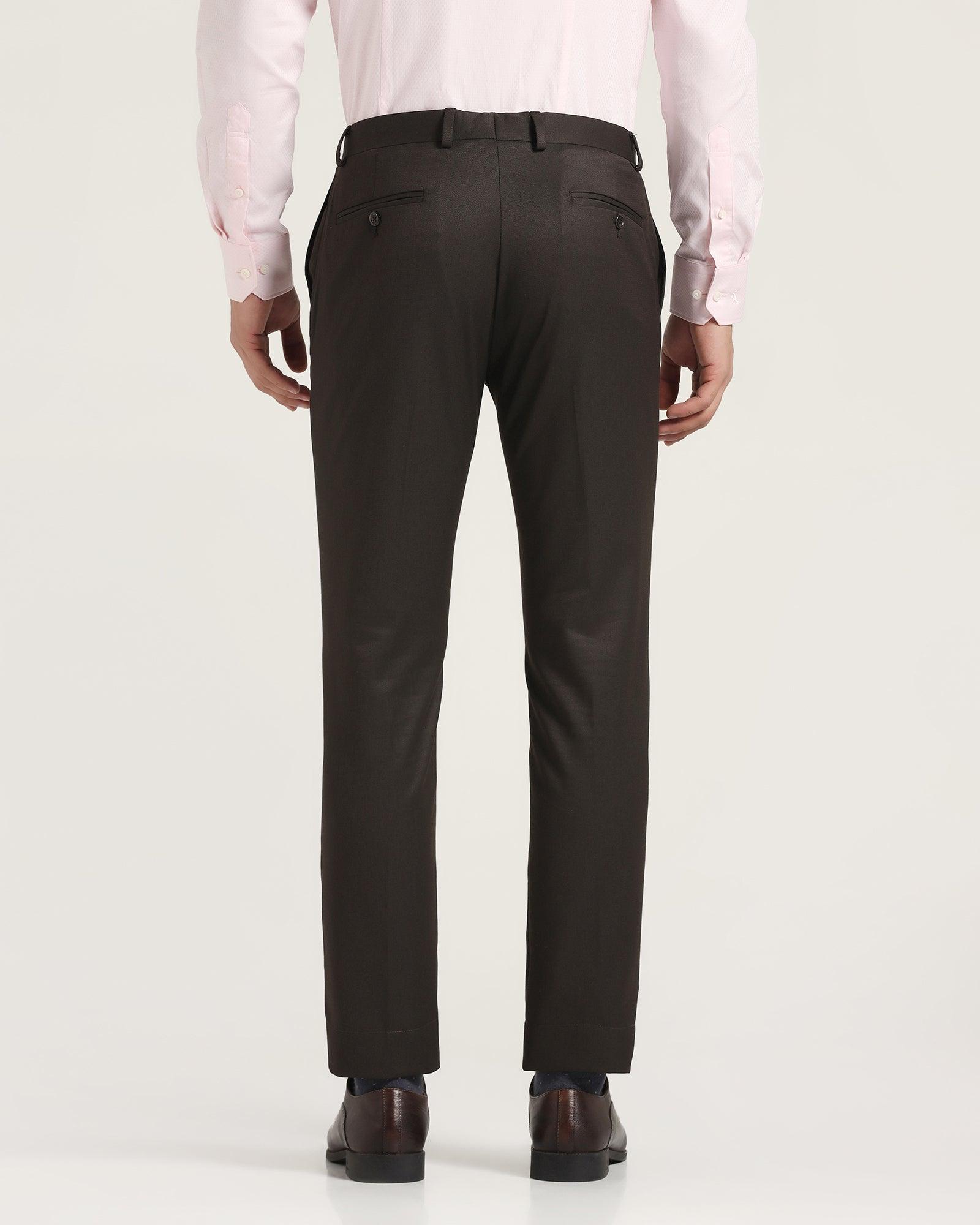 Slim Fit B-91 Formal Brown Textured Trouser - Peza - Blackberrys