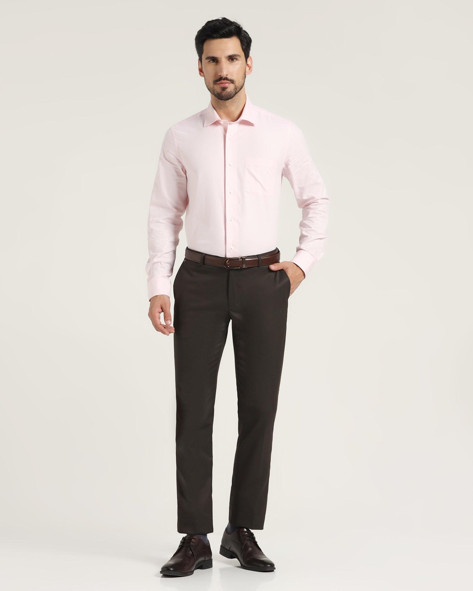 Slim Fit B-91 Formal Brown Textured Trouser - Peza - Blackberrys