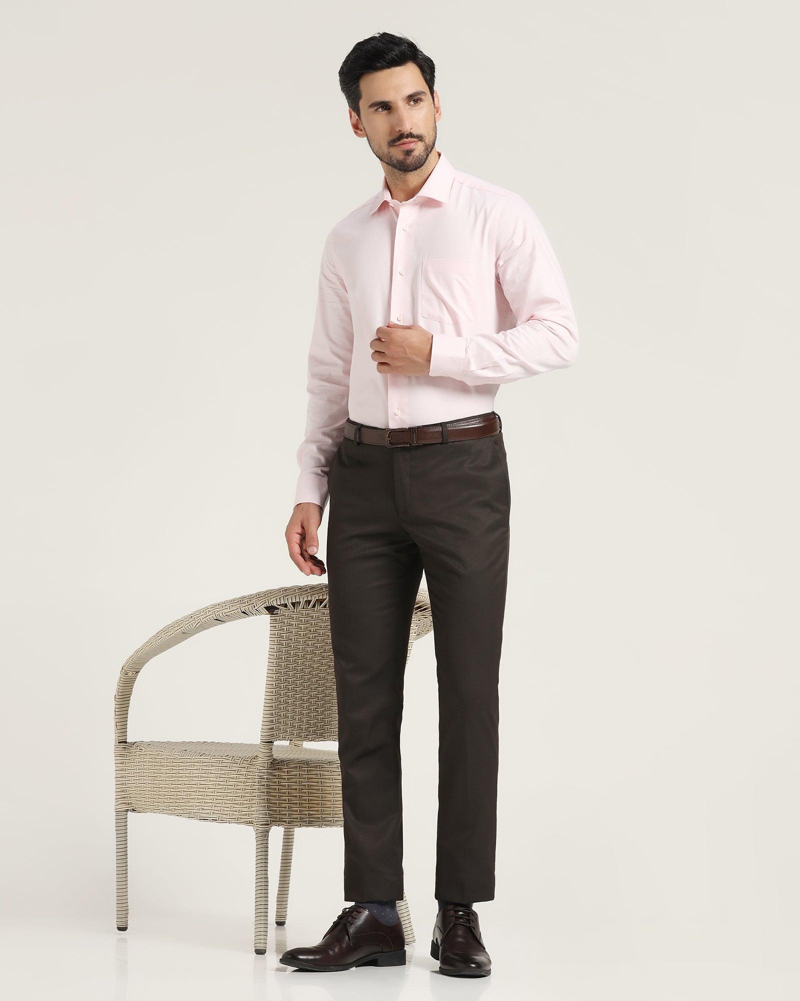 Slim Fit B-91 Formal Brown Textured Trouser - Peza - Blackberrys