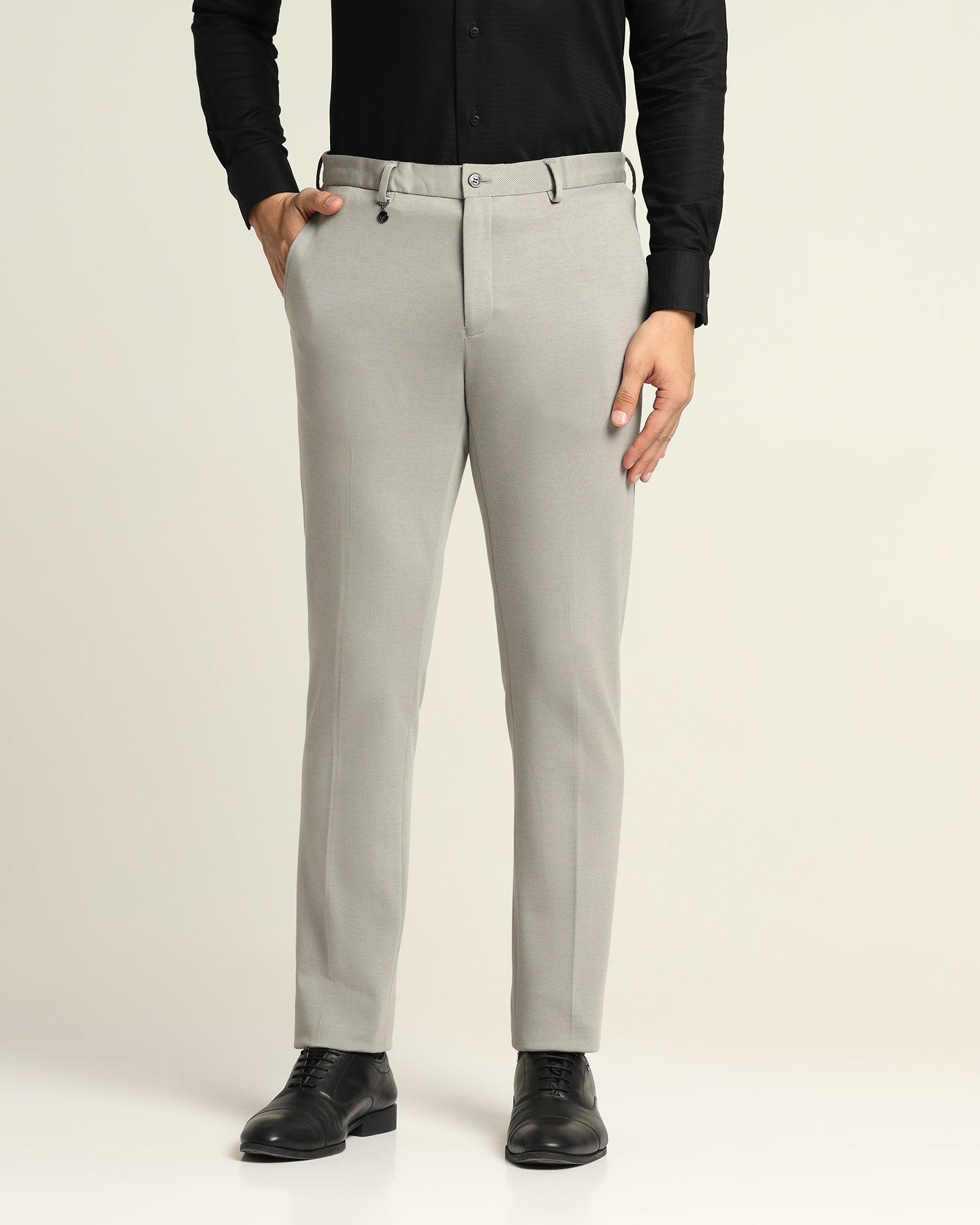 Textured Formal Trousers In Grey B-95 (Easter) - Blackberrys