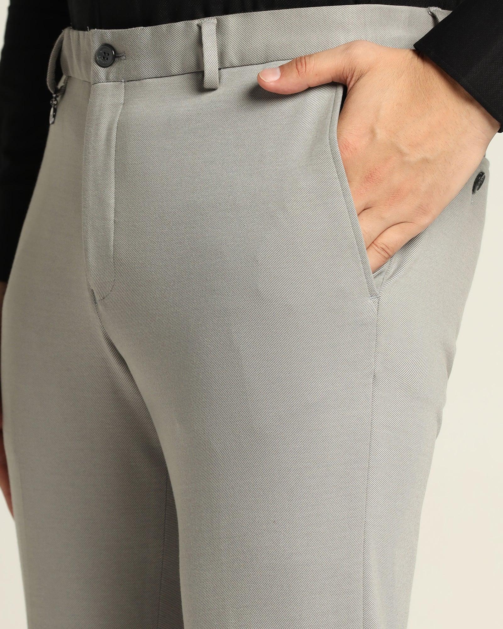 Textured Formal Trousers In Grey B-95 (Easter) - Blackberrys
