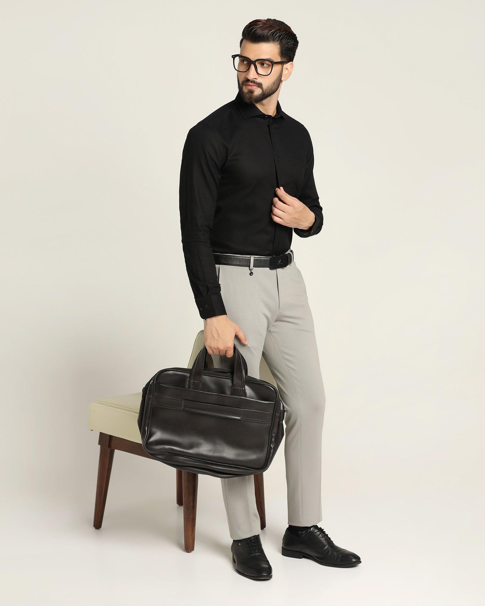 Textured Formal Trousers In Grey B-95 (Easter) - Blackberrys
