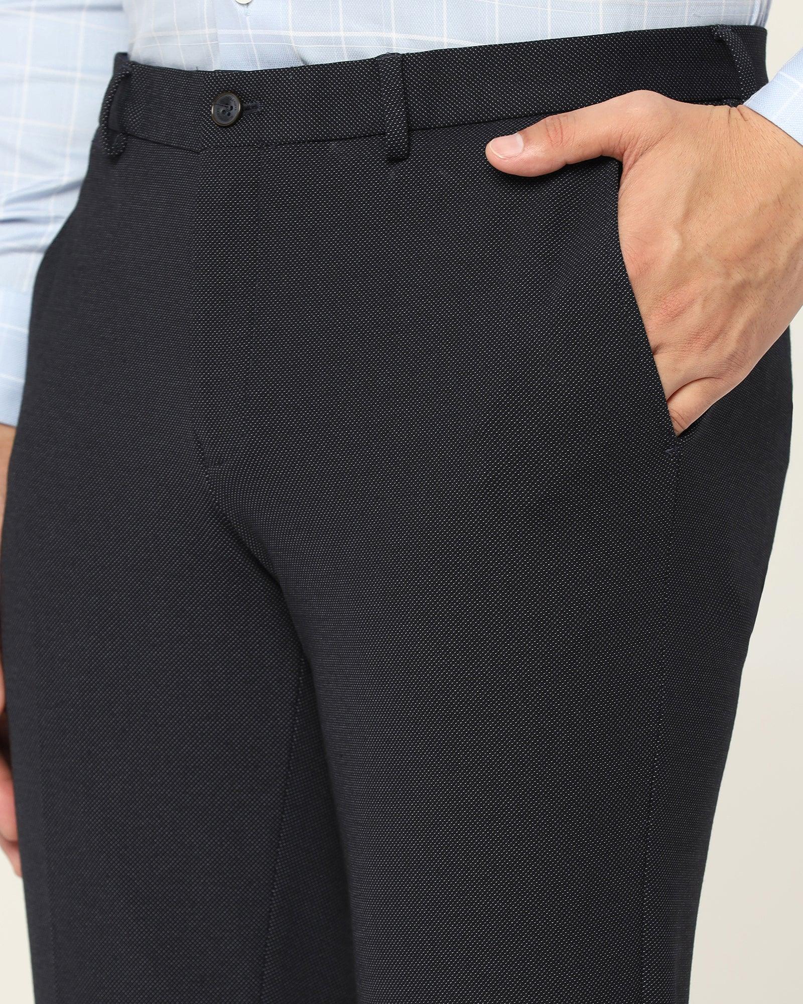 Textured Formal Trousers In Navy B-91 (Reader) - Blackberrys