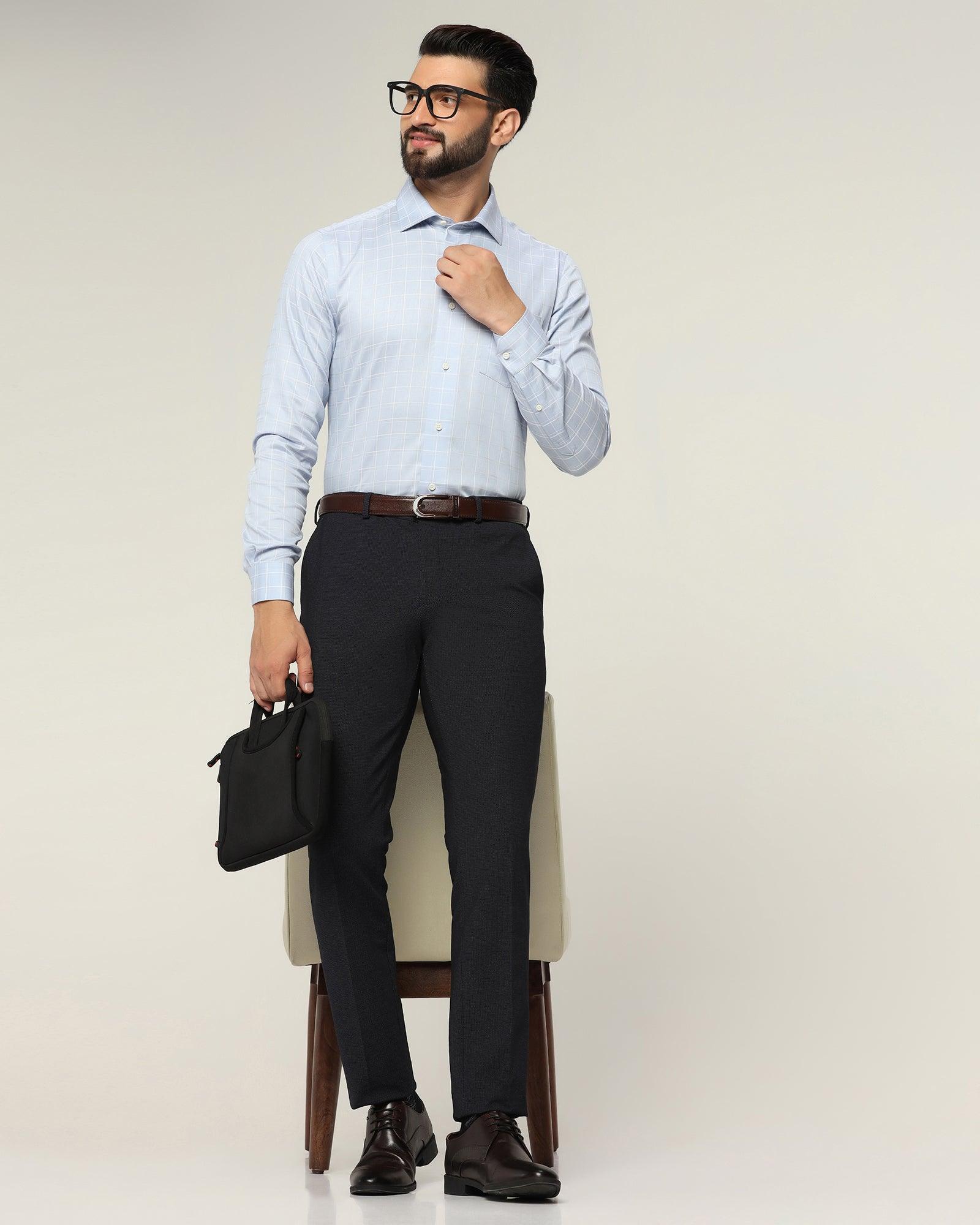 Textured Formal Trousers In Navy B-91 (Reader) - Blackberrys