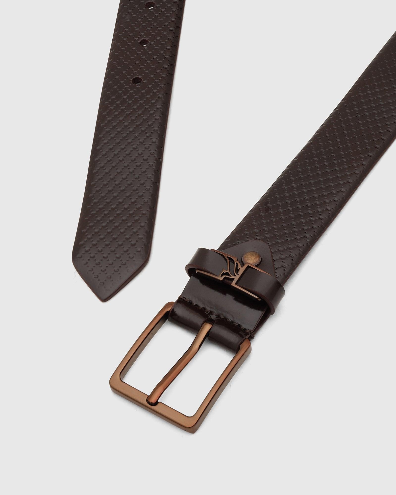 Leather Wine Textured Belt - Tarak - Blackberrys