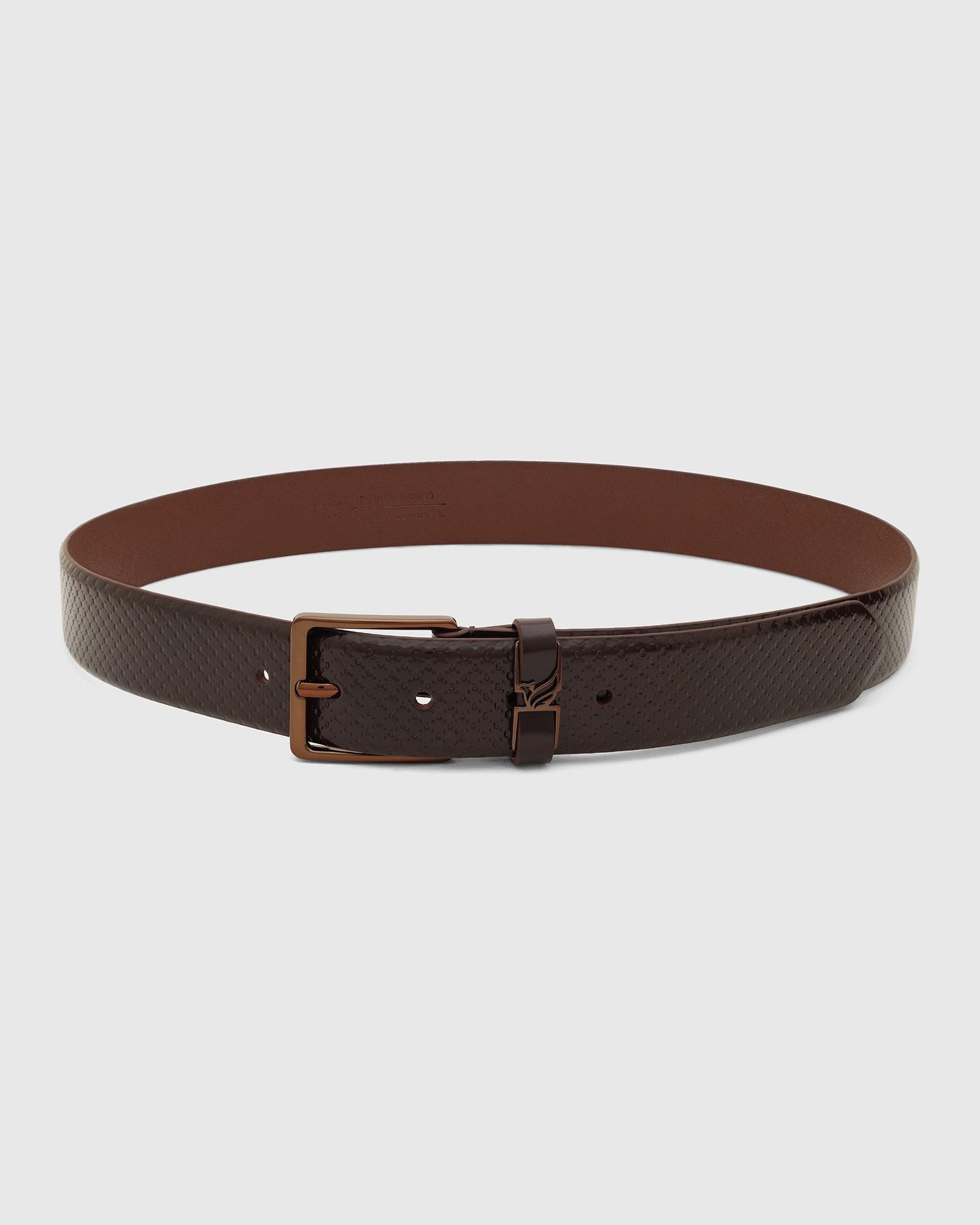 Leather Wine Textured Belt - Tarak - Blackberrys