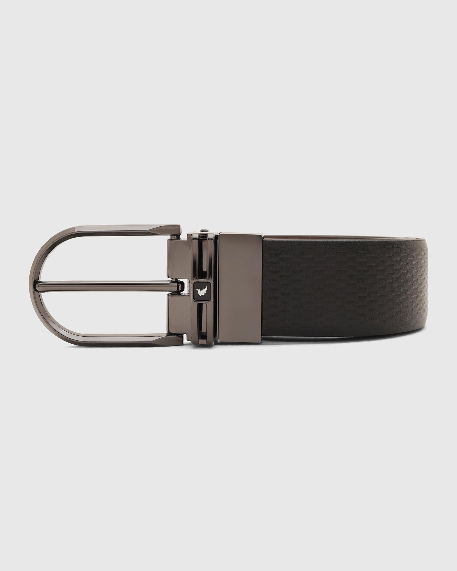 Leather Reversible Black Tan Textured Belt - Tetra - Blackberrys