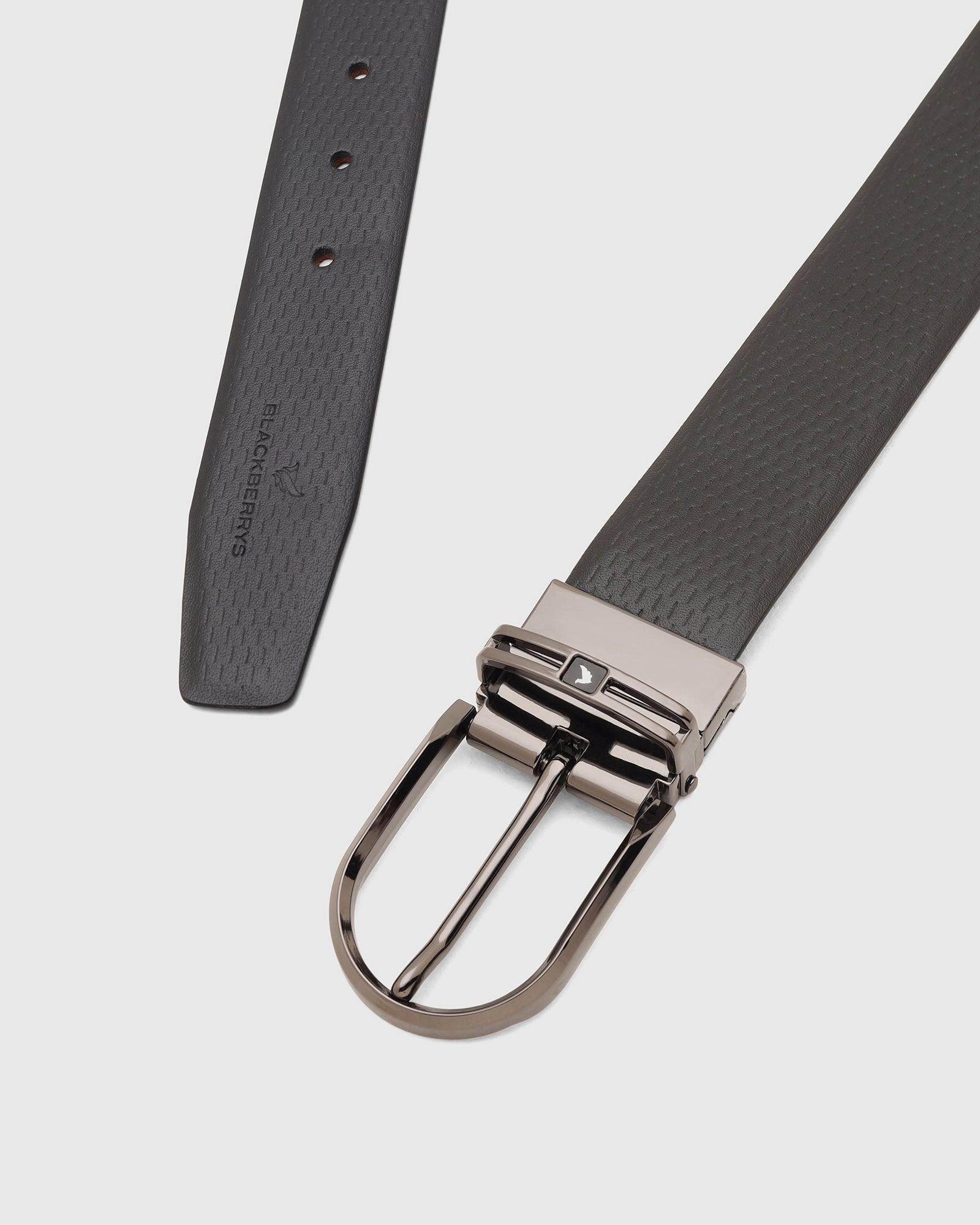 Leather Reversible Black Tan Textured Belt - Tetra - Blackberrys