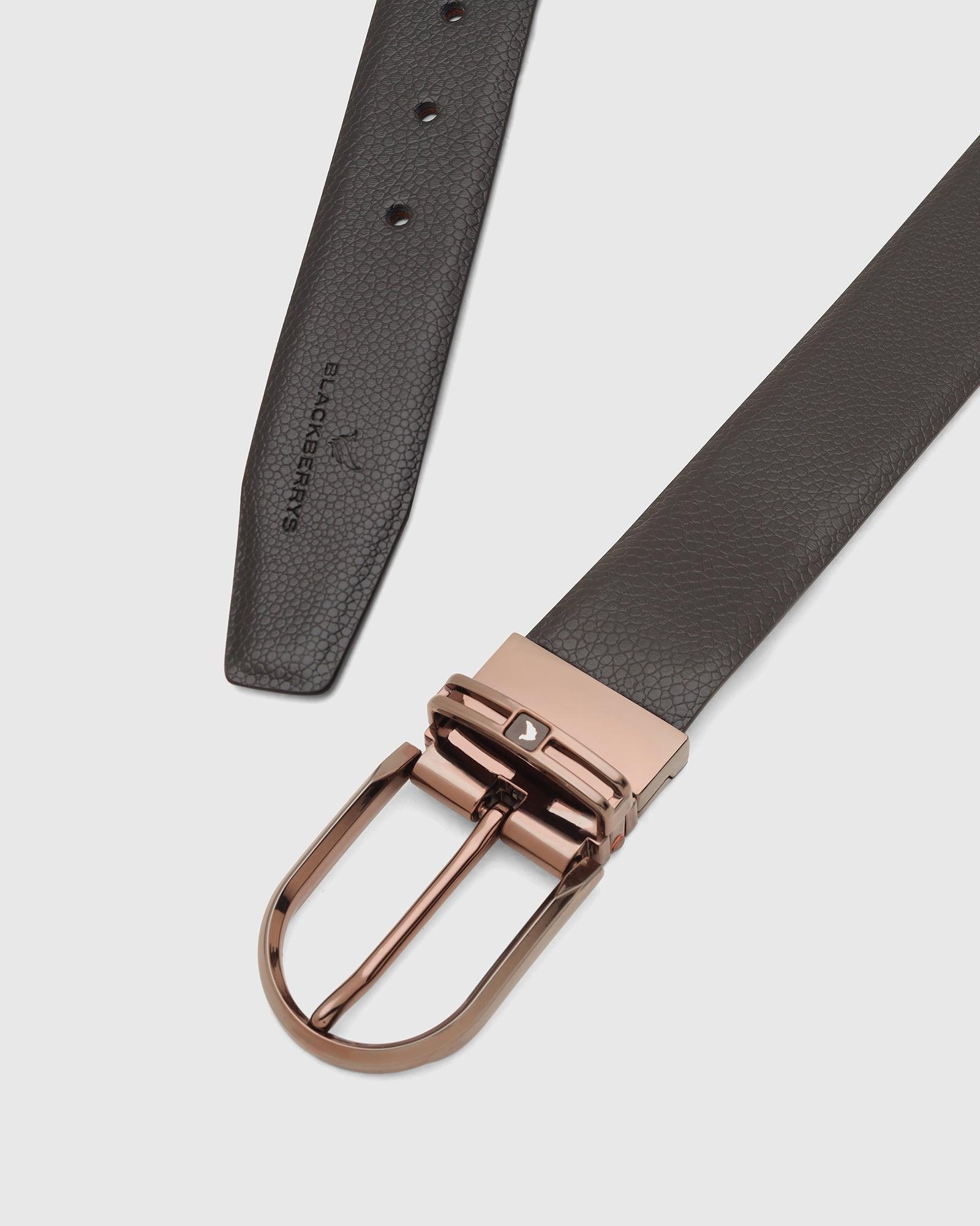 Leather Reversible Wine Black Textured Belt - Toad - Blackberrys
