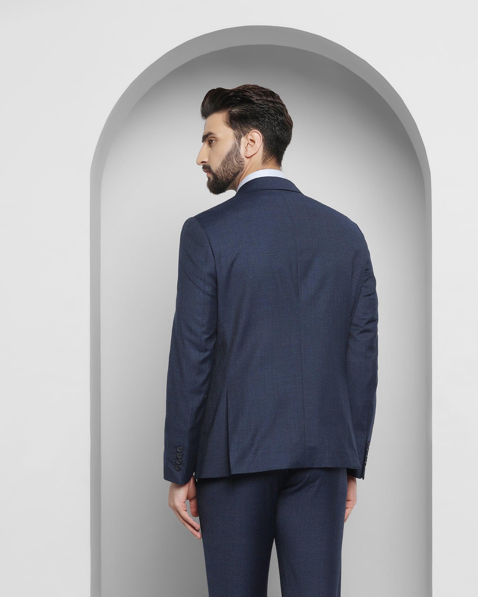 Tuxedo Two Piece Navy Textured Formal Suit - Ezra - Blackberrys