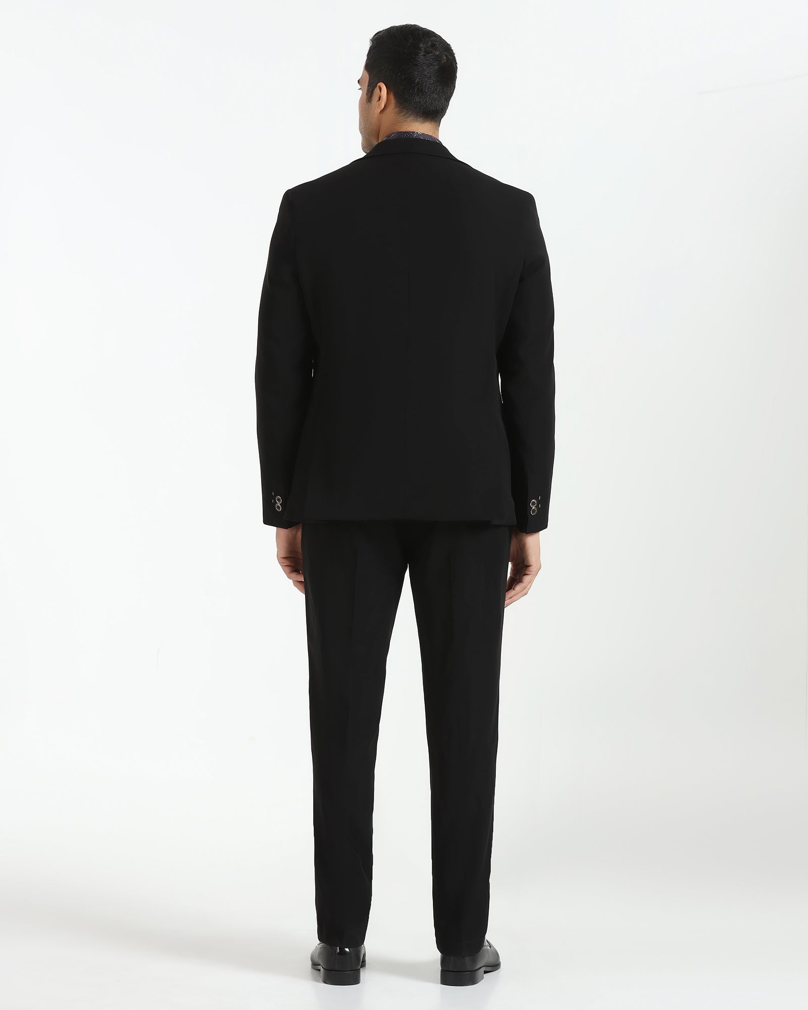 Three Piece Black Solid Formal Suit - Rostov
