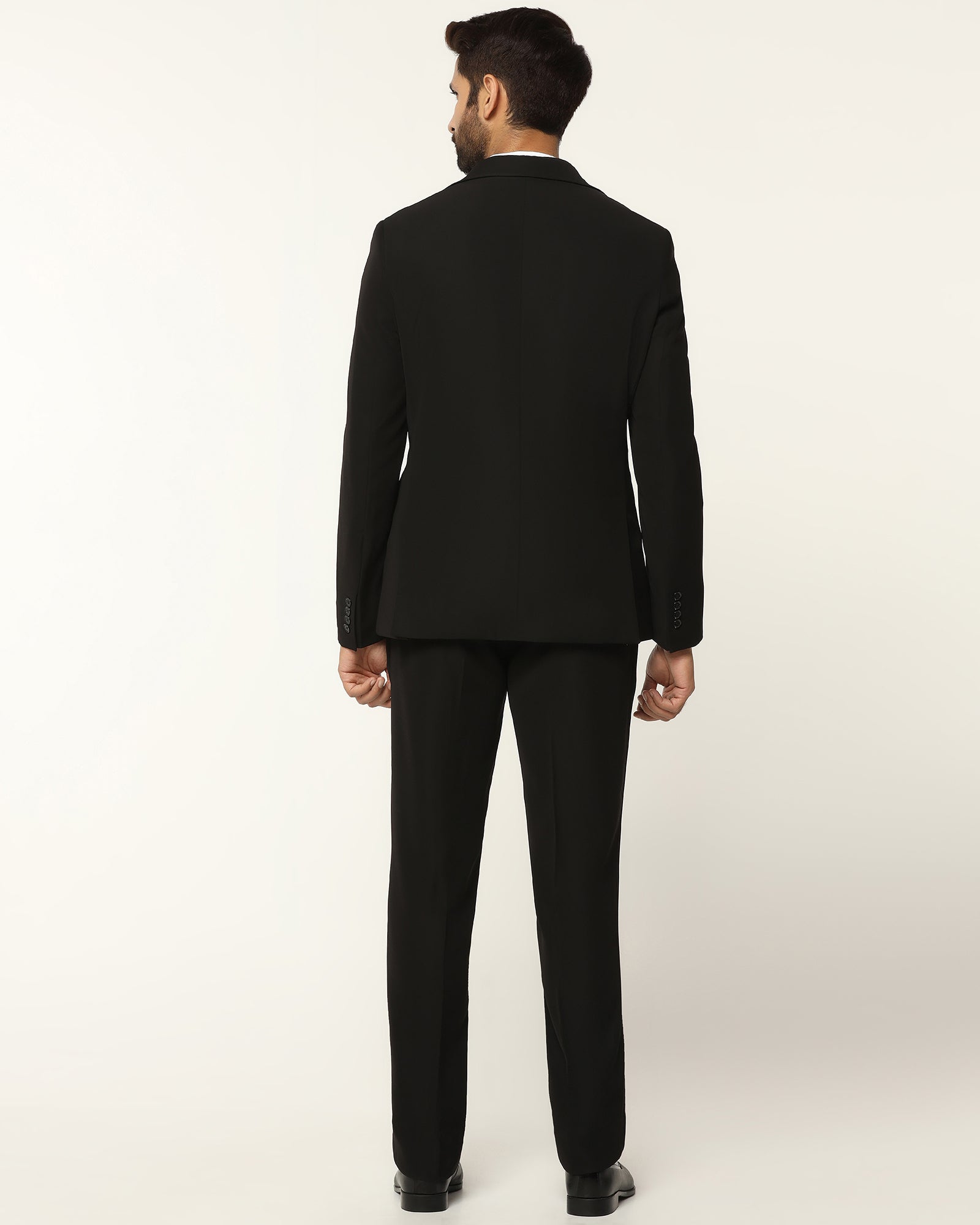 Three Piece Black Textured Formal Suit - Josfer