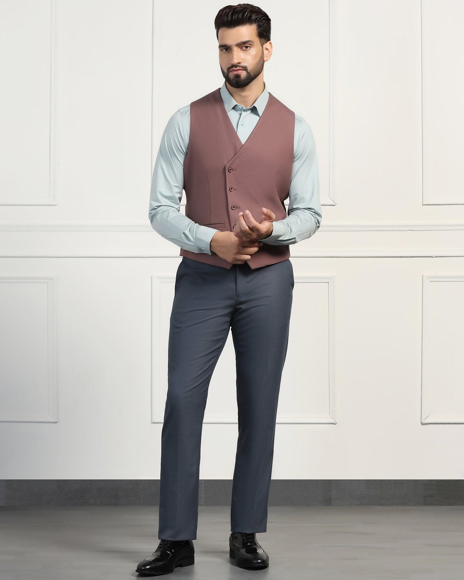 Three Piece Blue Textured Formal Suit - Donnie