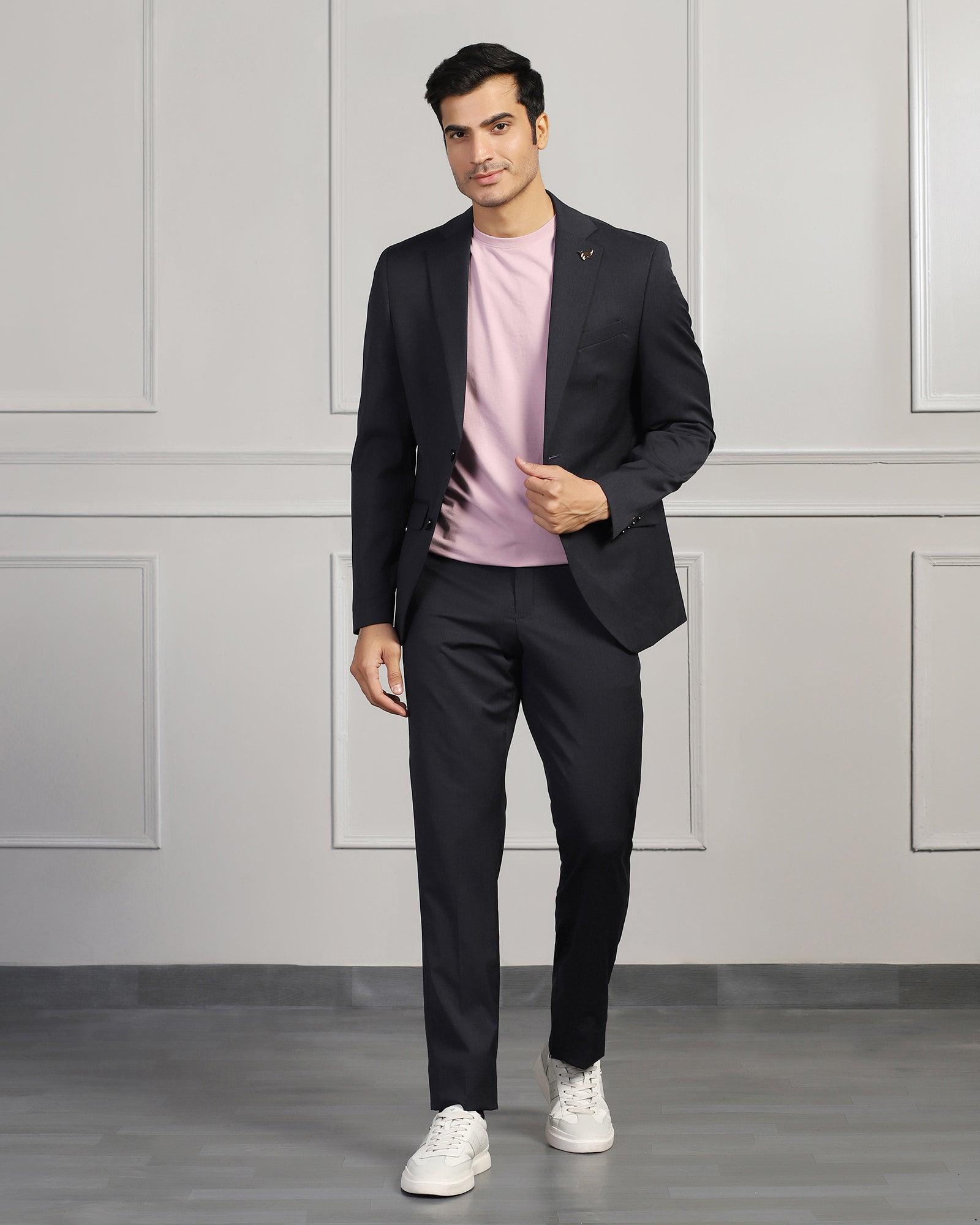 Three Piece Charcoal Solid Formal Suit - Keno - Blackberrys
