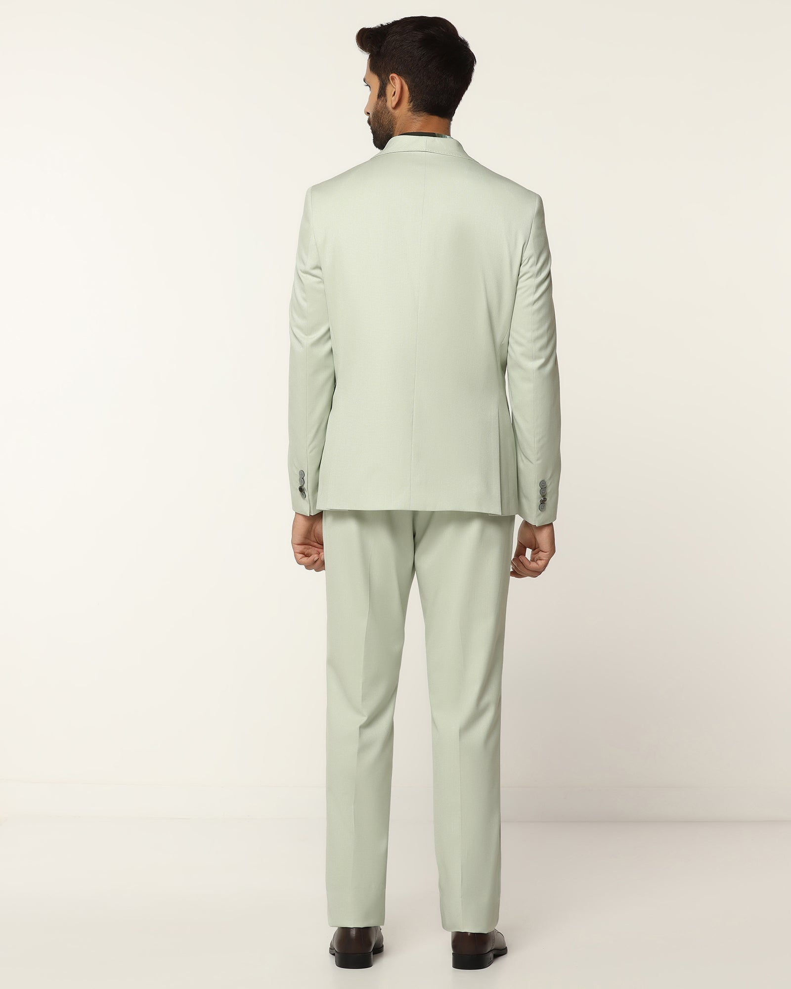 Three Piece Mint Textured Formal Suit - Steddle