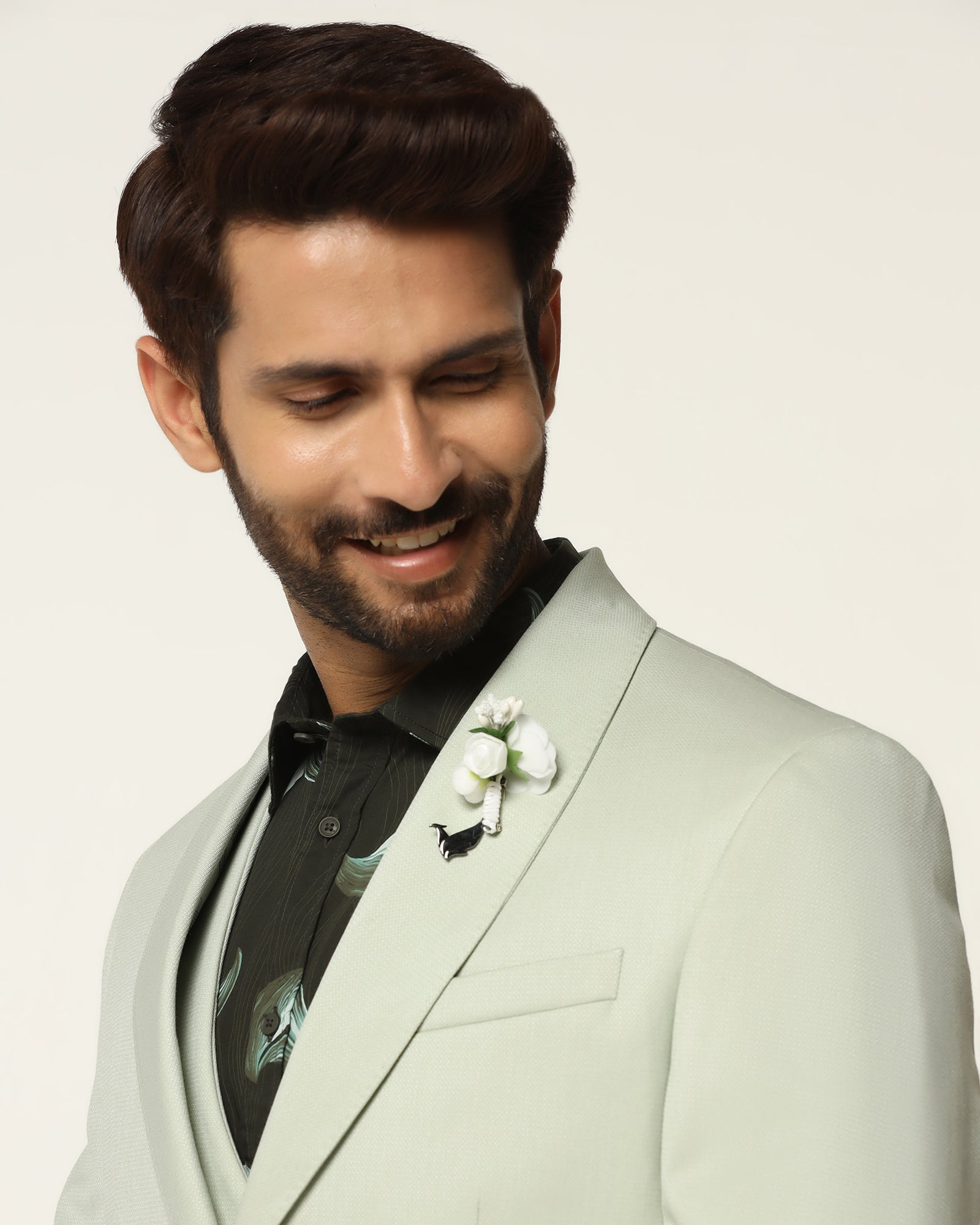 Three Piece Mint Textured Formal Suit - Steddle