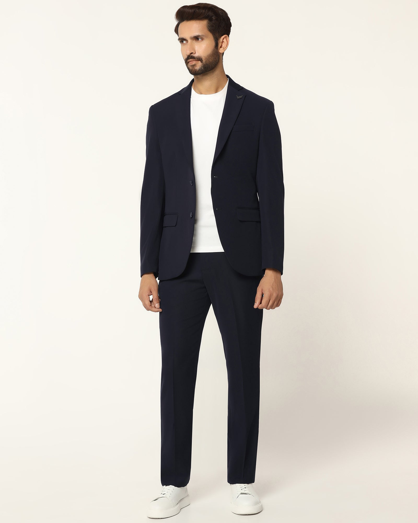 Three Piece Navy Textured Formal Suit - Josfer