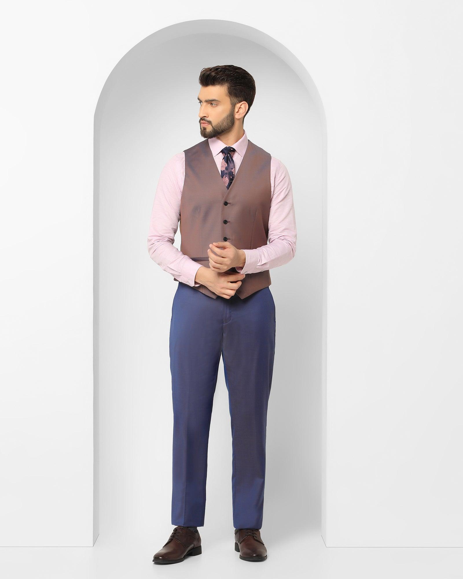 Three Piece Navy Textured Formal Suit - Jade - Blackberrys