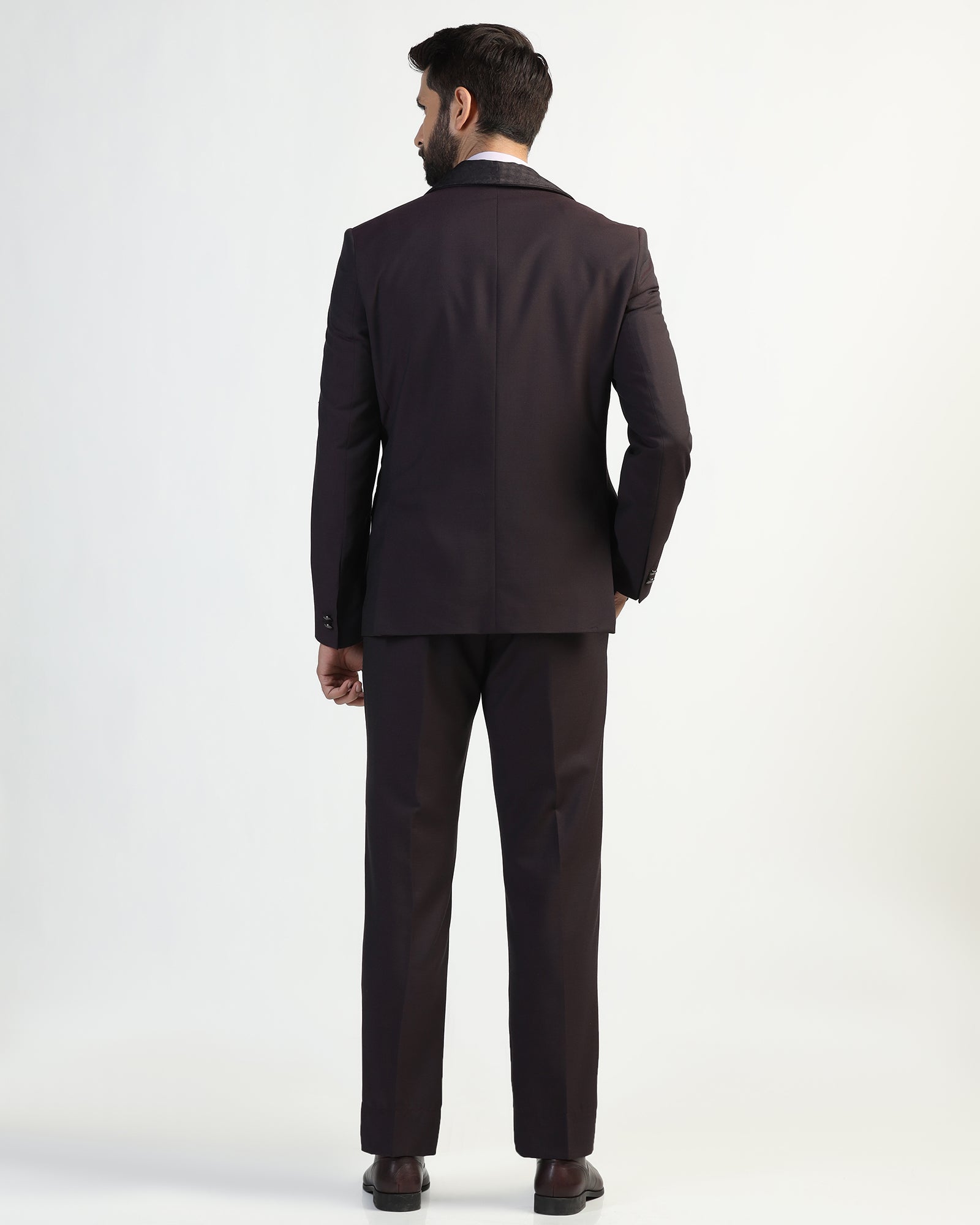 Three Piece Purple Textured Formal Suit - Macren