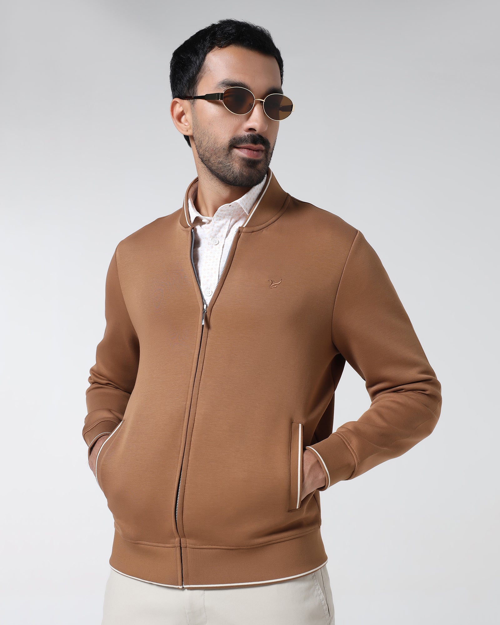 Tobacco Brown Hoodie Solid Sweatshirt - Morgo