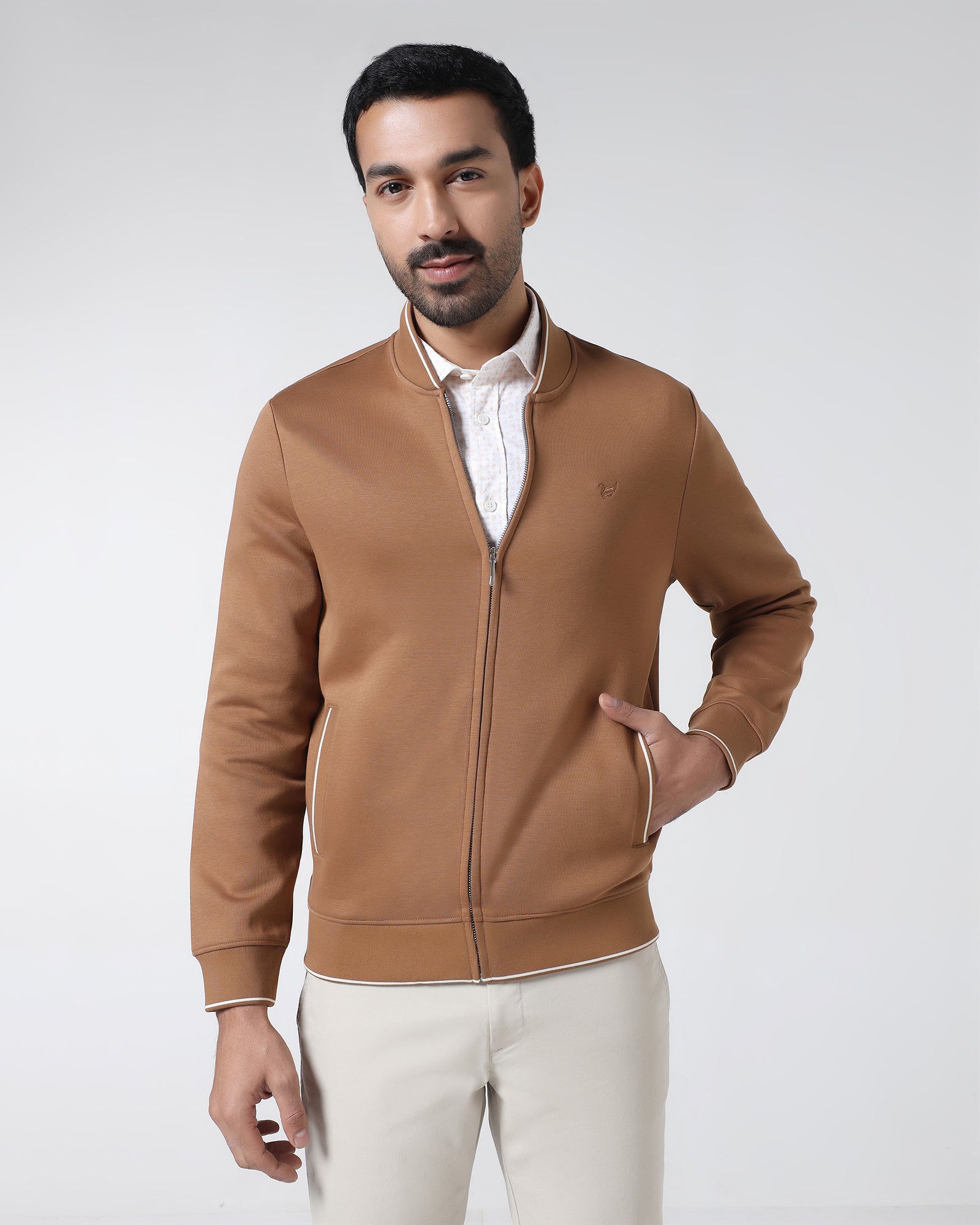 Tobacco Brown Hoodie Solid Sweatshirt - Morgo