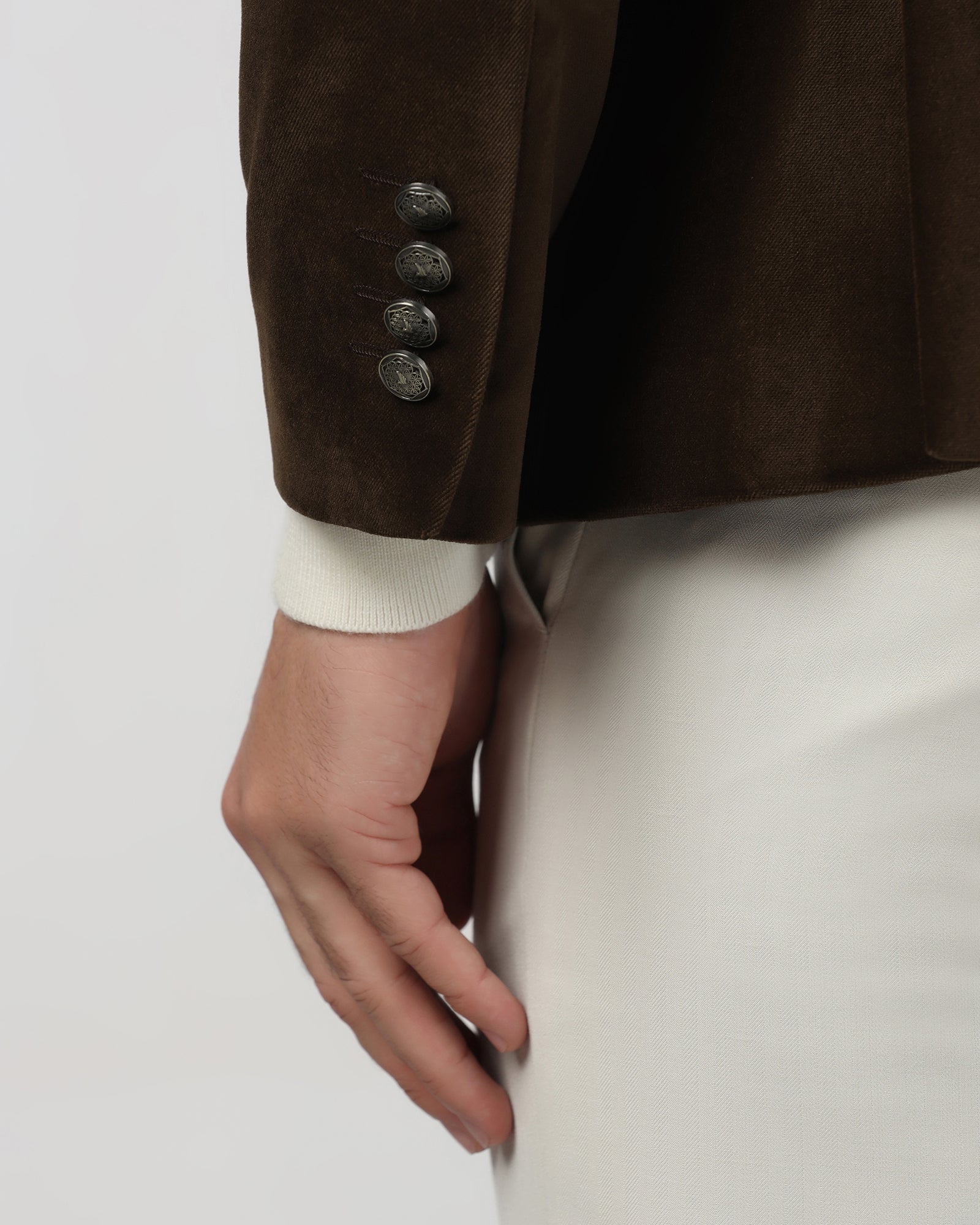 Tobacco Brown Solid Bandhgala Blazer - Malibu